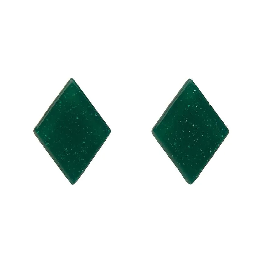 Diamond Glitter Resin Stud Earrings - Emerald