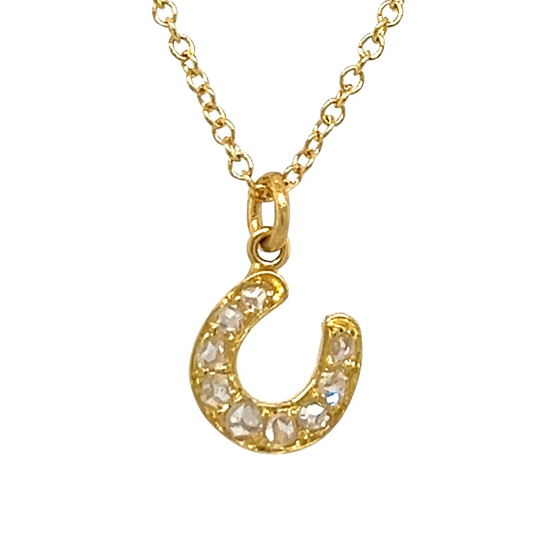 Diamond Horse Shoe Pendant Necklace