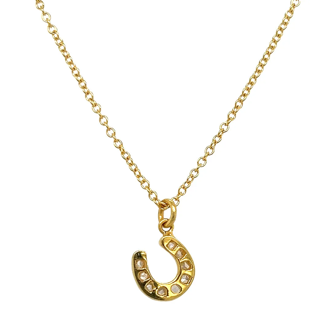 Diamond Horse Shoe Pendant Necklace