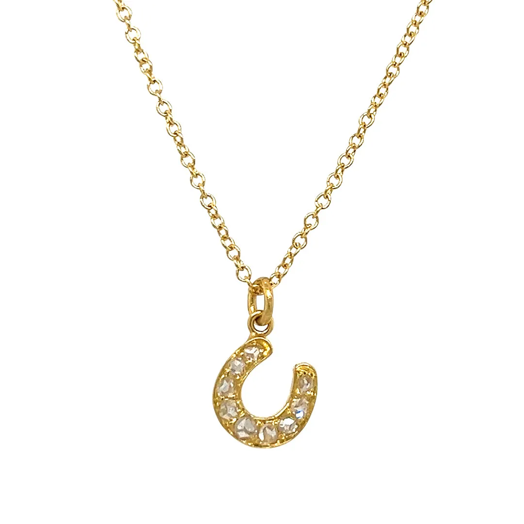 Diamond Horse Shoe Pendant Necklace