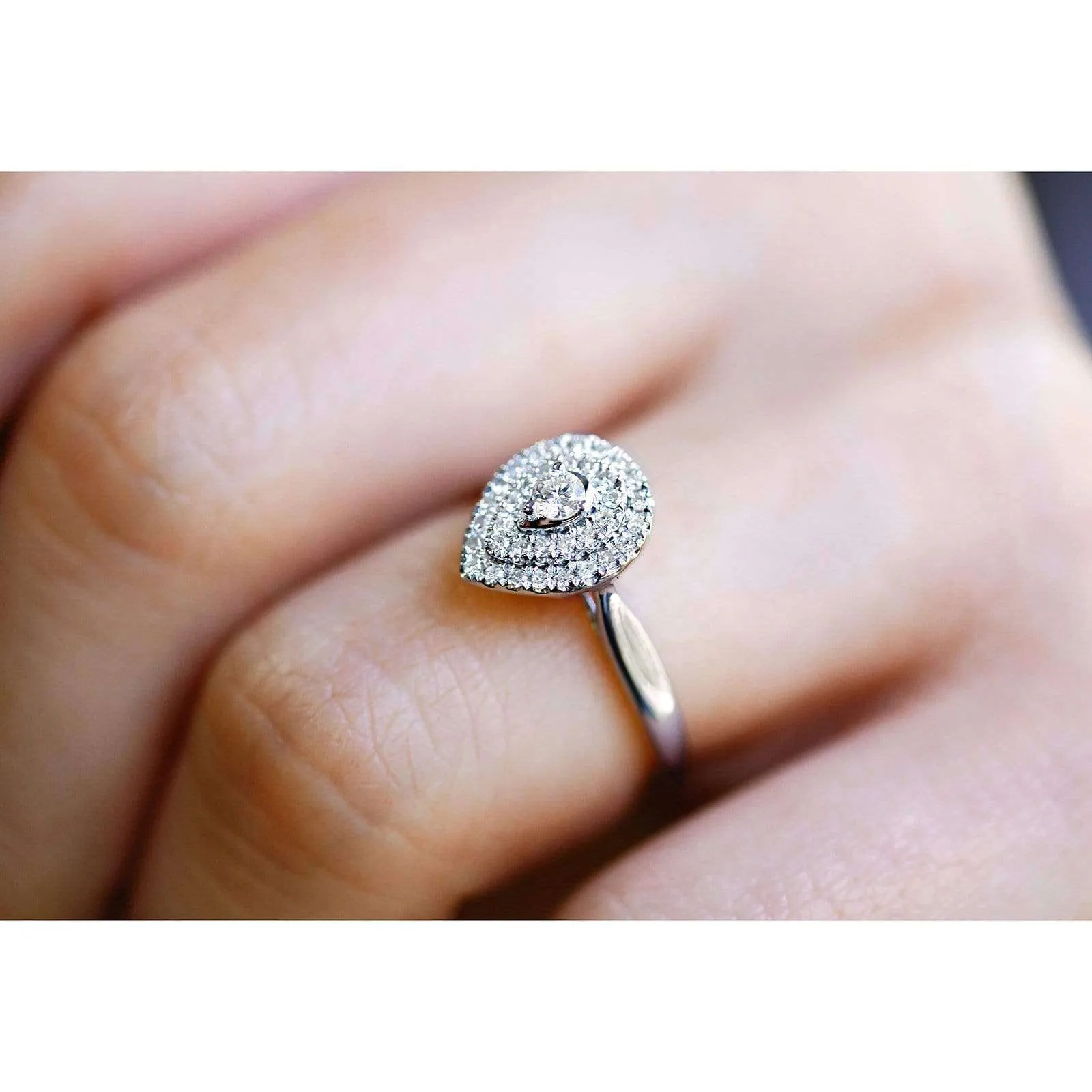 Diamond Pear Cluster - 14k White