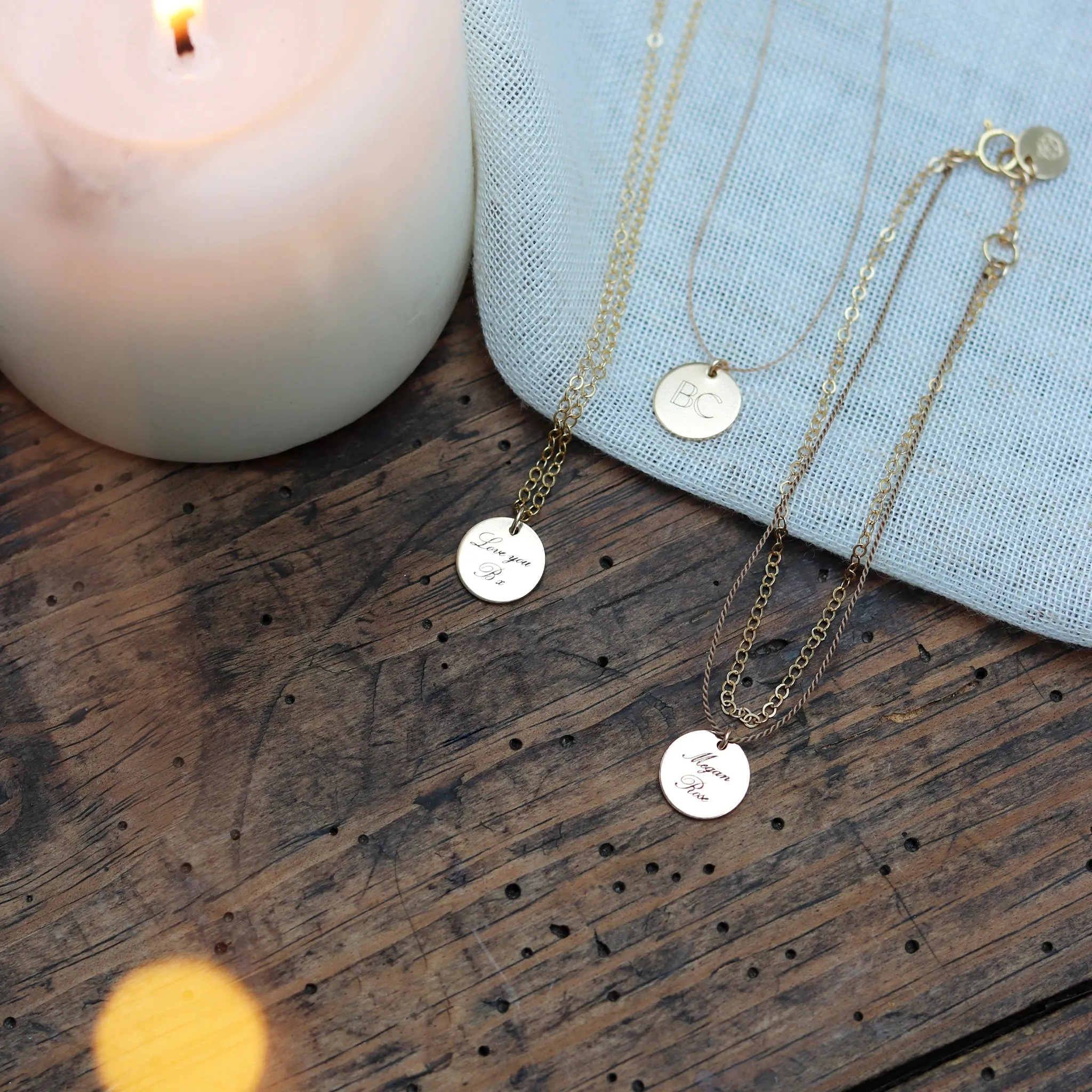 Engravable Insignia Disc Fine Cord Necklace