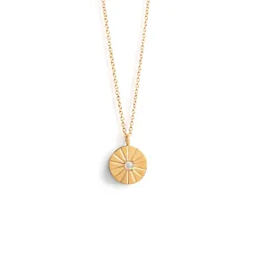 Engravable October Opal Mini Sundial Birthstone Necklace