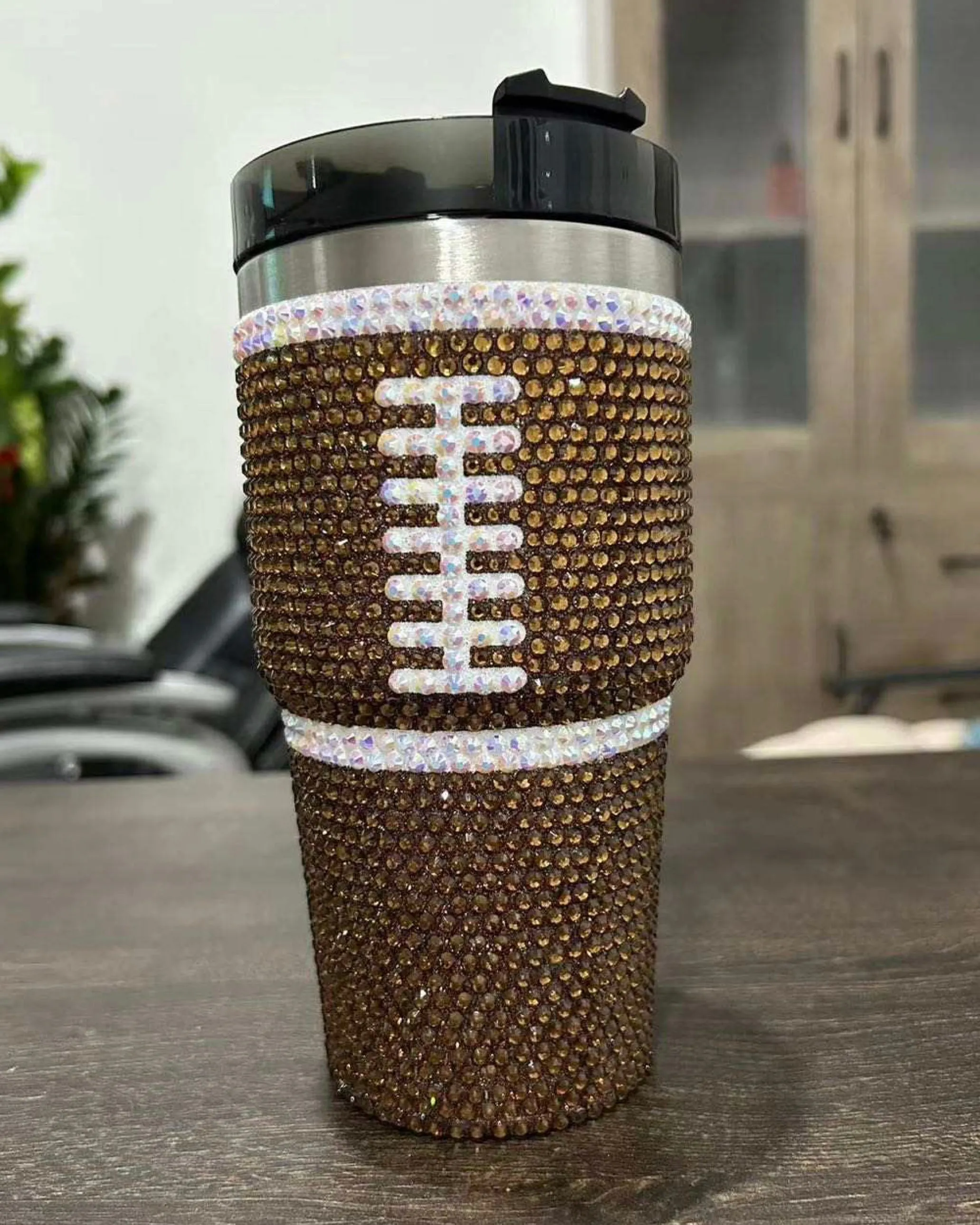 Explore More Collection - 20 Oz. Crystal Football "Blinged Out" Tumbler