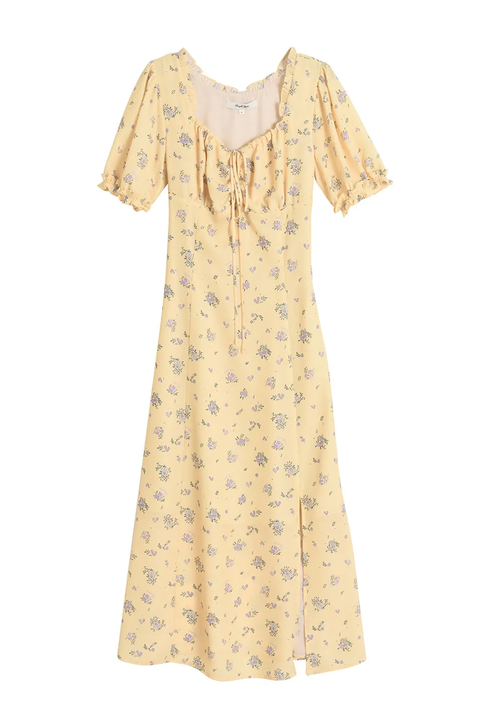 【Final Sale】Magnolia Printed Floral Yellow Midi Dress