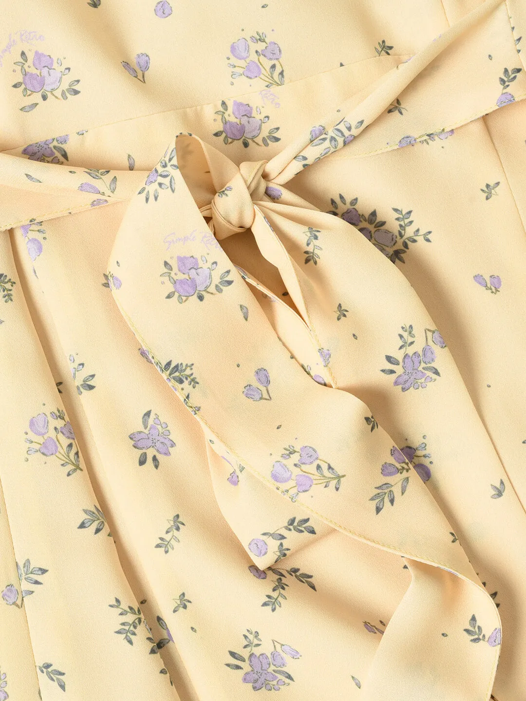 【Final Sale】Magnolia Printed Floral Yellow Midi Dress