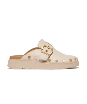 Fitflop Gen-FF Buckle Flat-Stud Leather Mule Beige