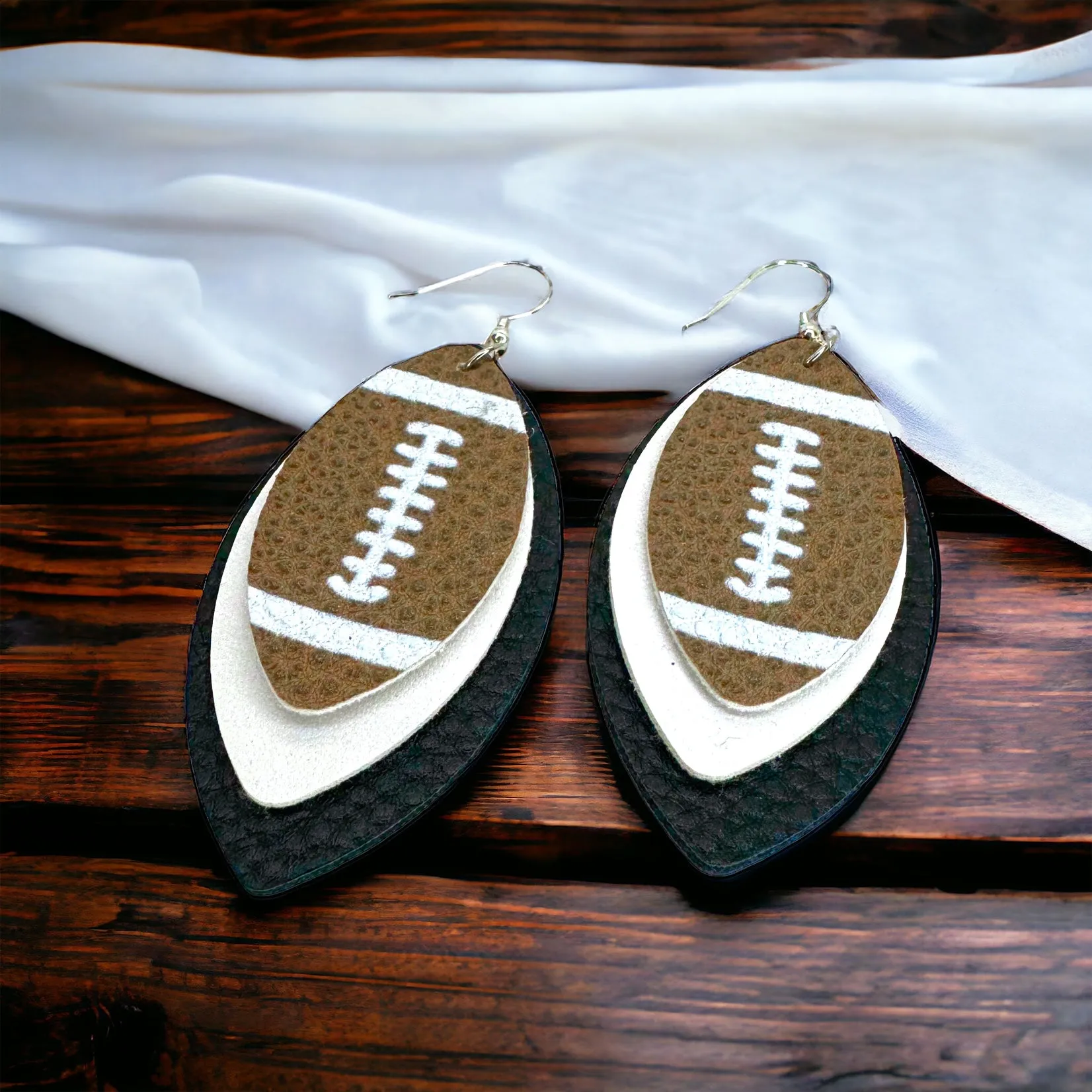 Football Earrings - Football Jewelry, Super Bowl Earrings, Handmade Earrings, Handmade Jewelry, Shell Earrings, Rugby Earrings, Cheerleader, Football Mom