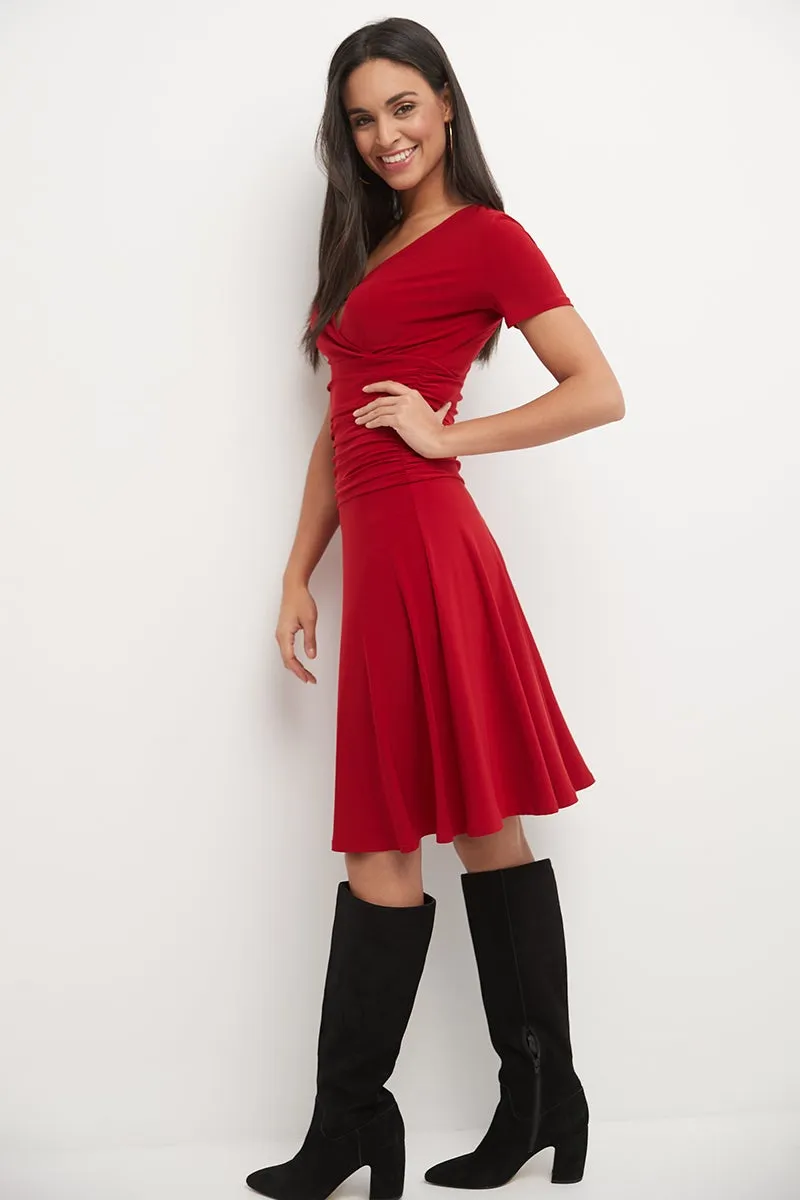 Form-fitting Short Sleeve Dress with Ruching