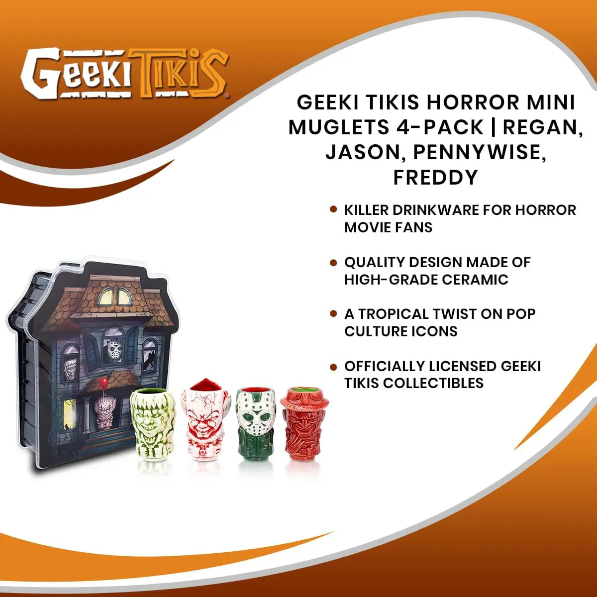 Geeki Tikis - Mini Muglets 4-Pack | Regan, Jason, Pennywise, Freddy