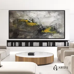 Grey & yellow oversized color field painting made to order in a custom size