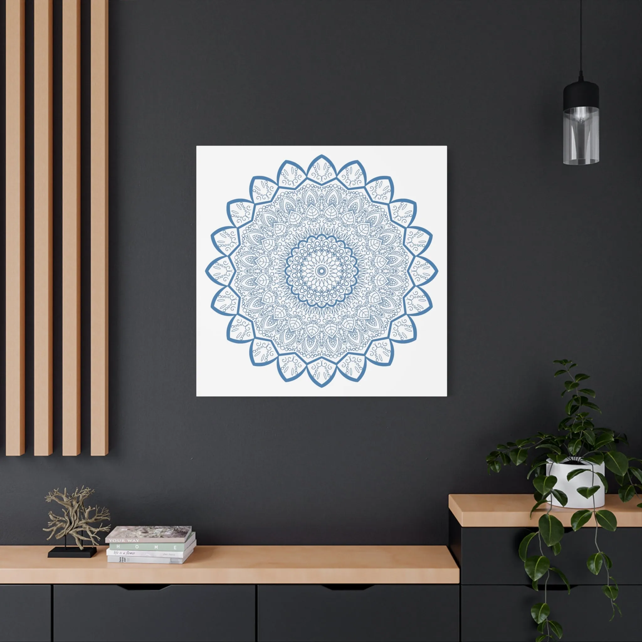 Handmade Mandala Art - Steel Blue - Matte Canvas - 1.25