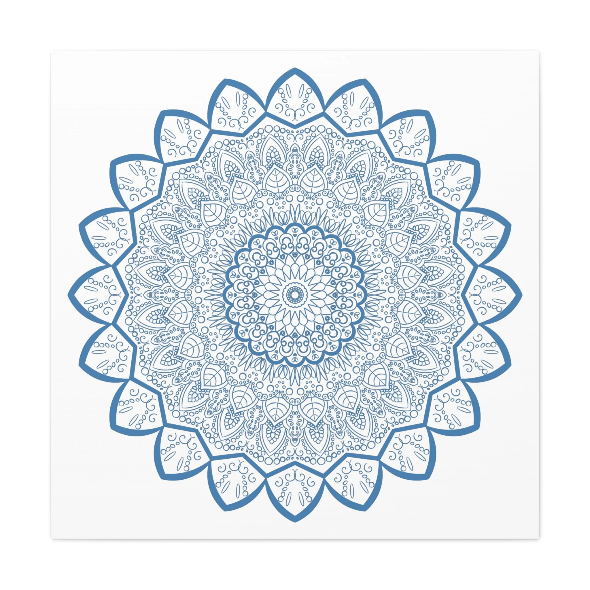 Handmade Mandala Art - Steel Blue - Matte Canvas - 1.25