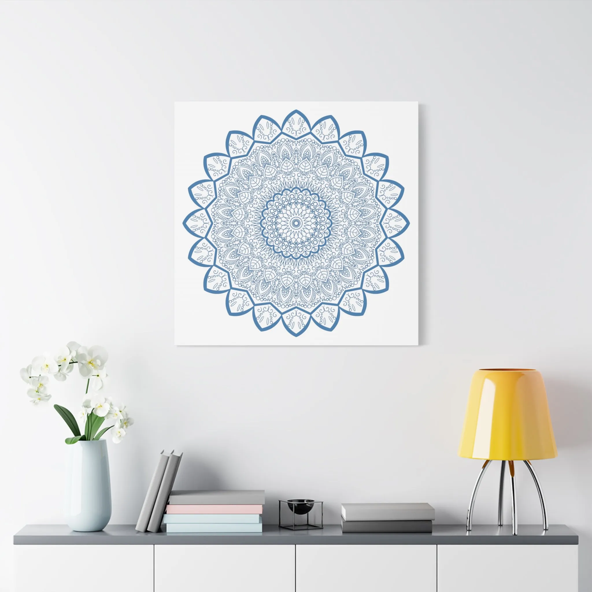 Handmade Mandala Art - Steel Blue - Matte Canvas - 1.25