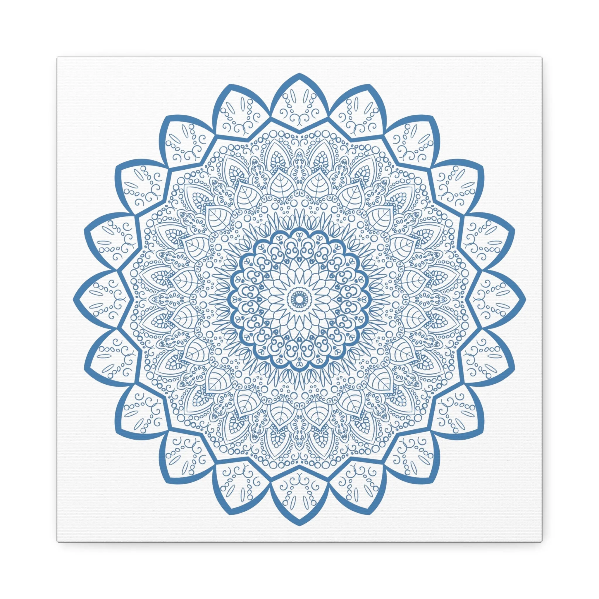 Handmade Mandala Art - Steel Blue - Matte Canvas - 1.25