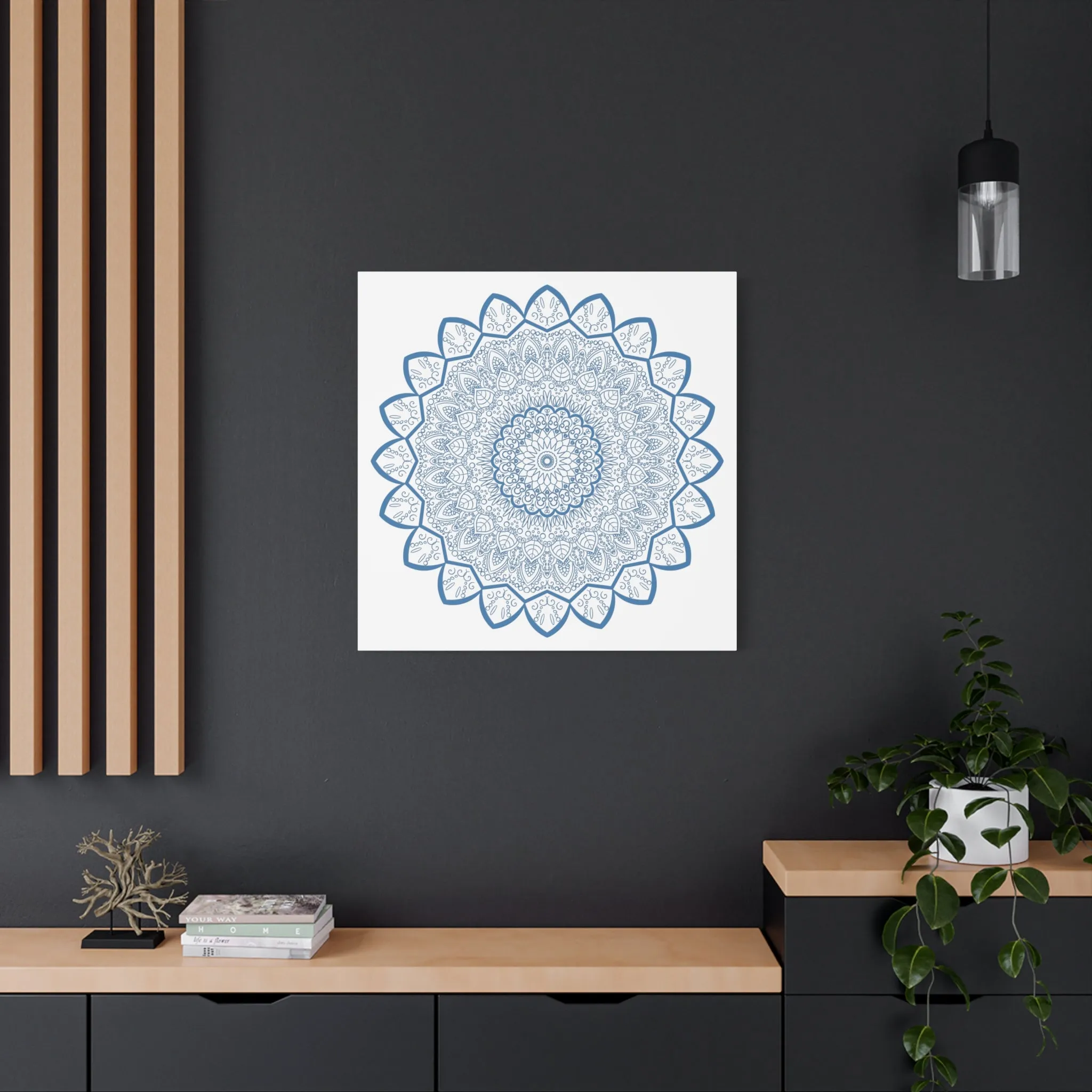 Handmade Mandala Art - Steel Blue - Matte Canvas - 1.25