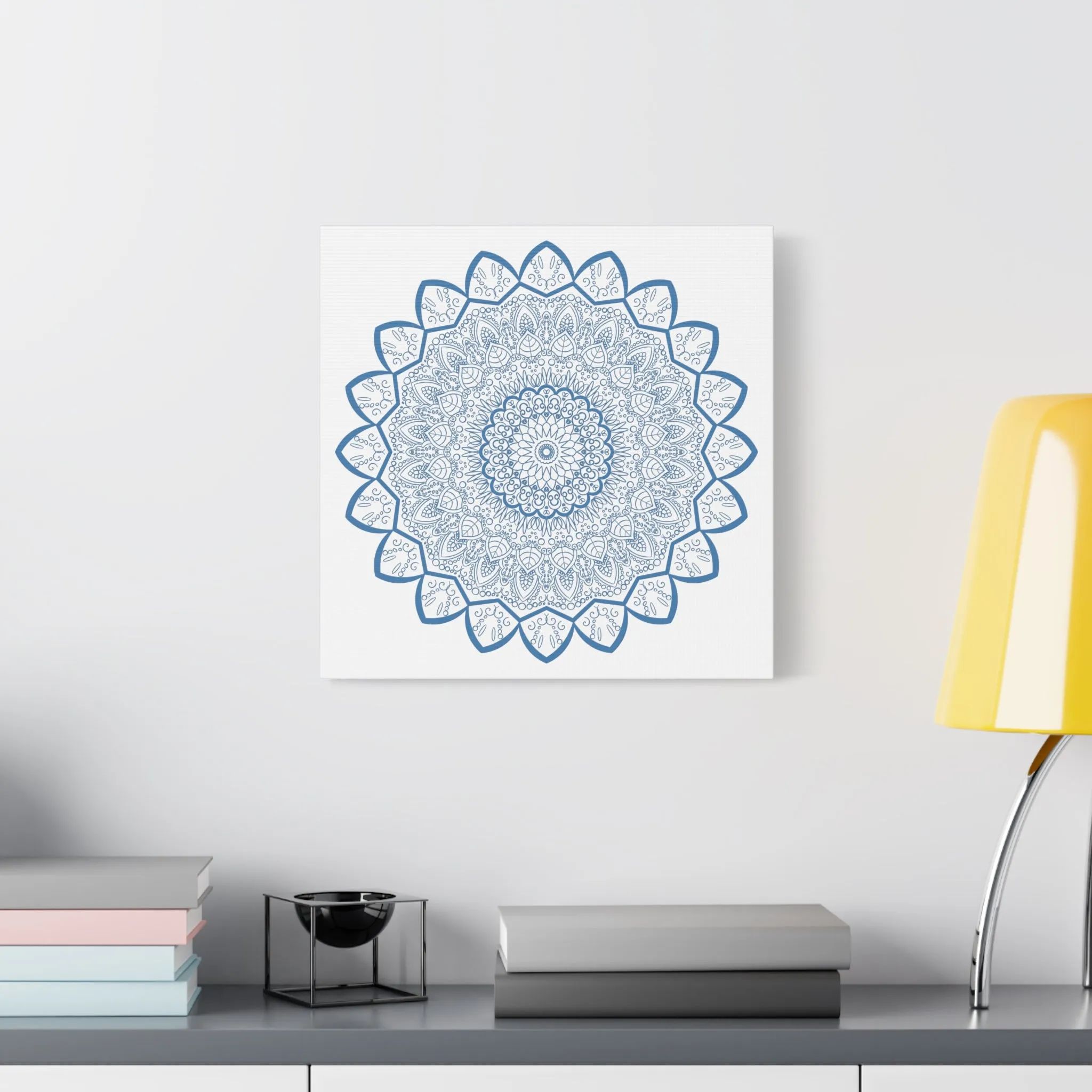 Handmade Mandala Art - Steel Blue - Matte Canvas - 1.25