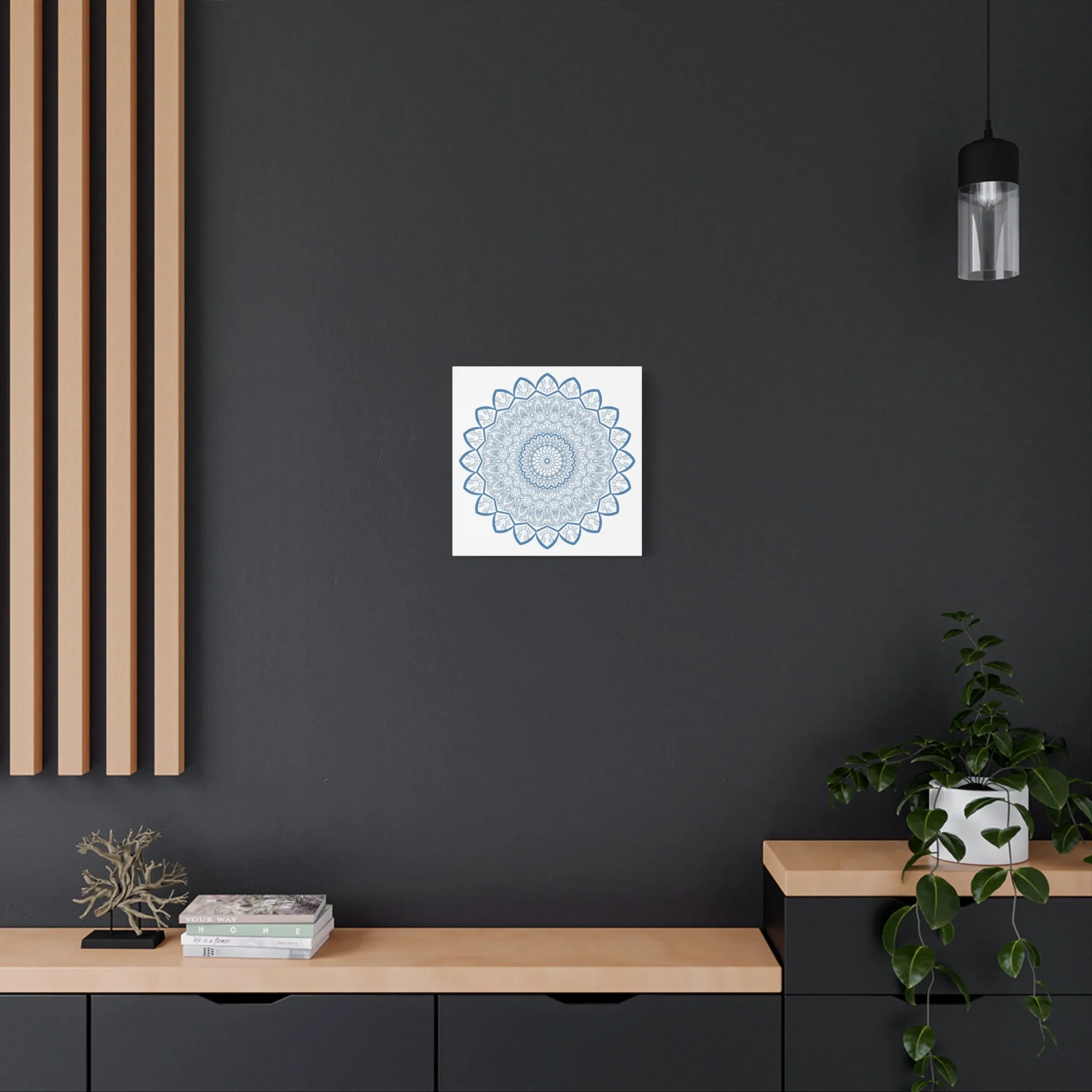 Handmade Mandala Art - Steel Blue - Matte Canvas - 1.25