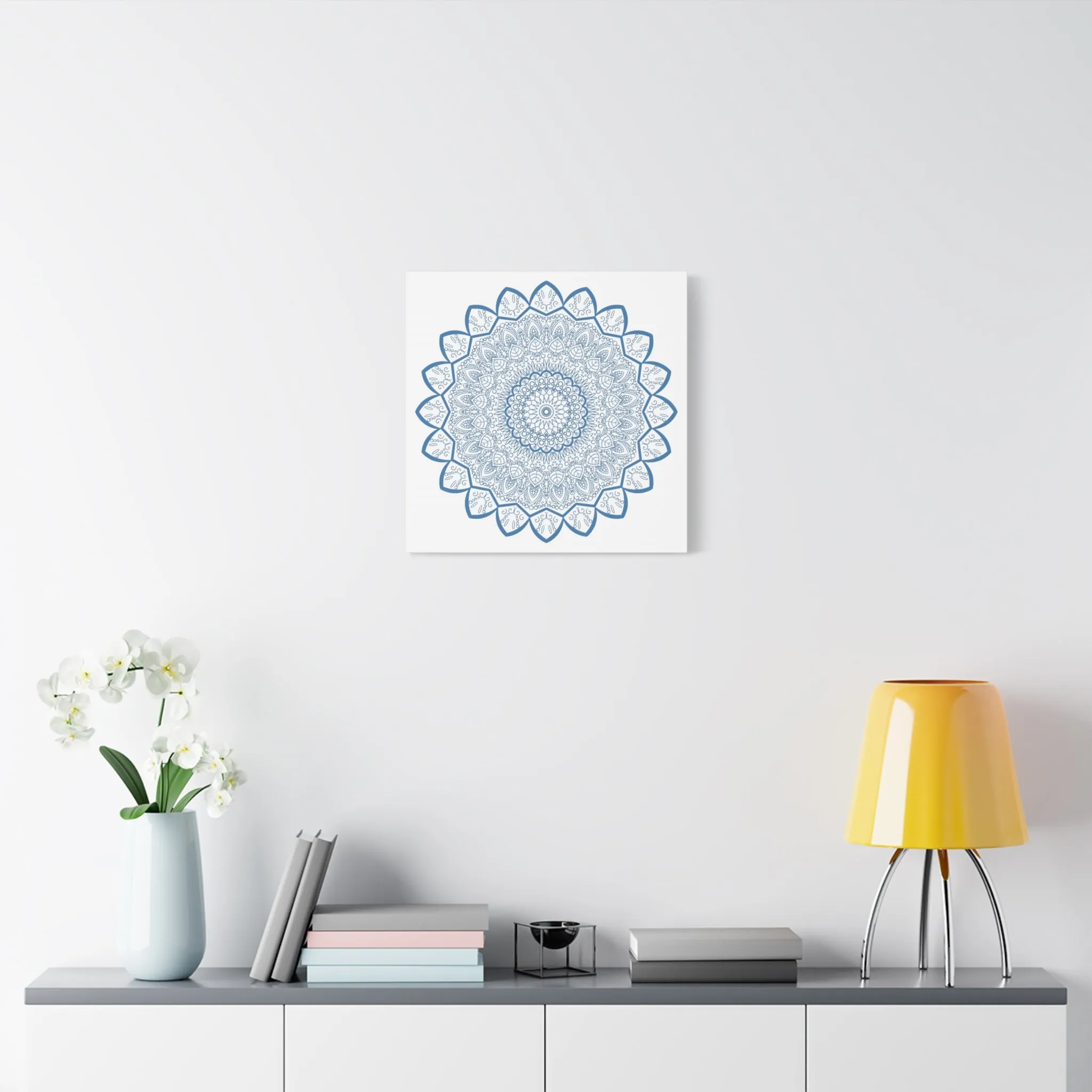 Handmade Mandala Art - Steel Blue - Matte Canvas - 1.25