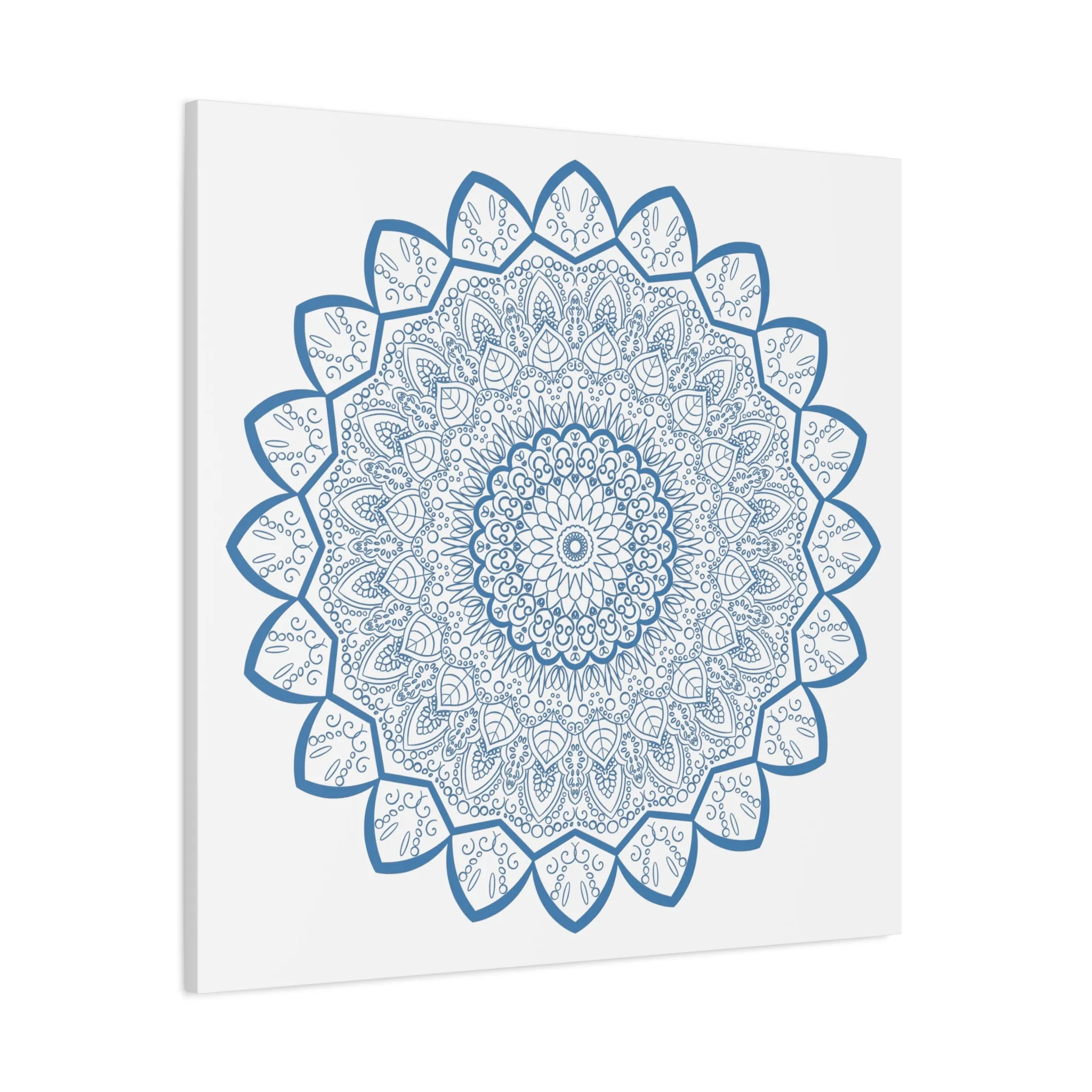 Handmade Mandala Art - Steel Blue - Matte Canvas - 1.25