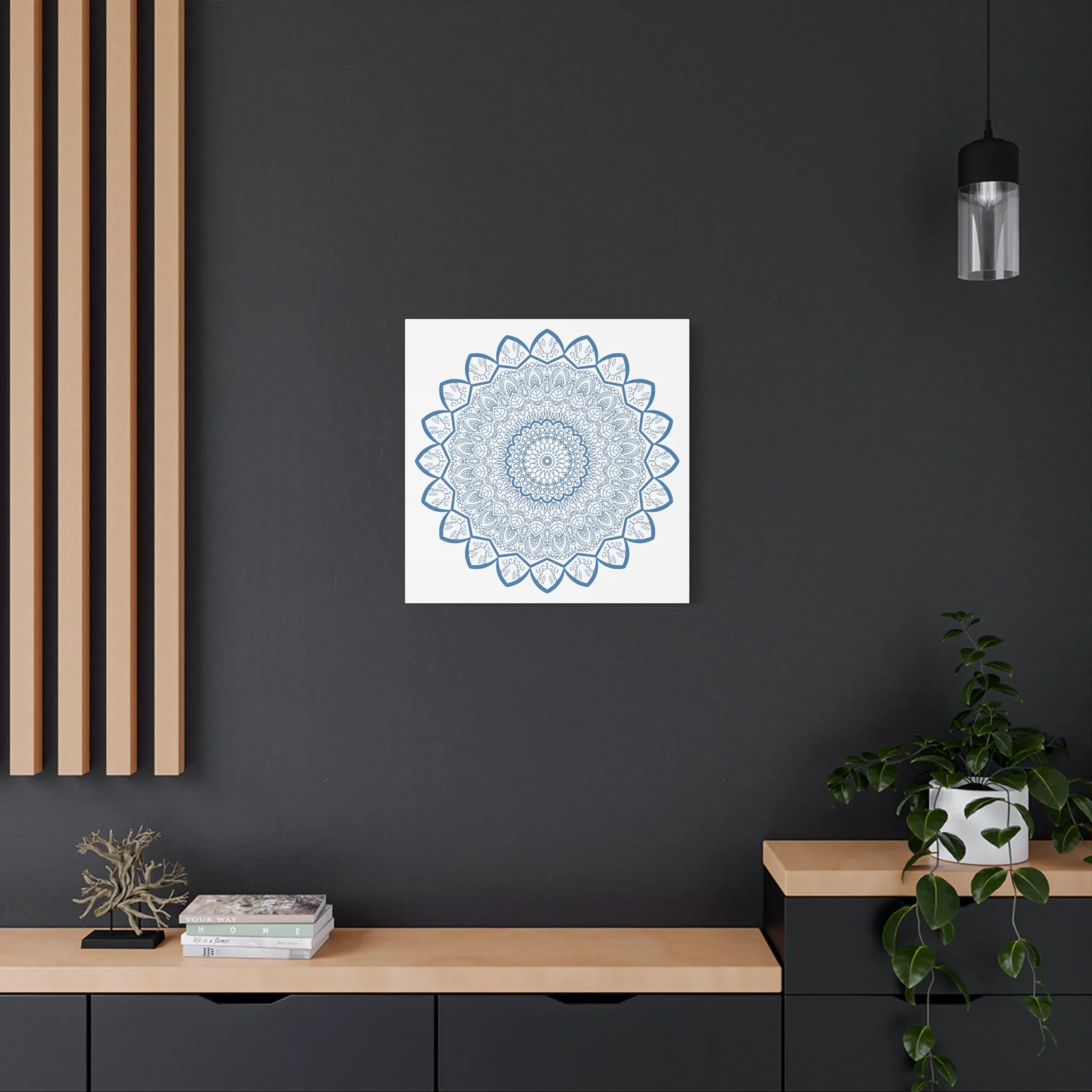 Handmade Mandala Art - Steel Blue - Matte Canvas - 1.25