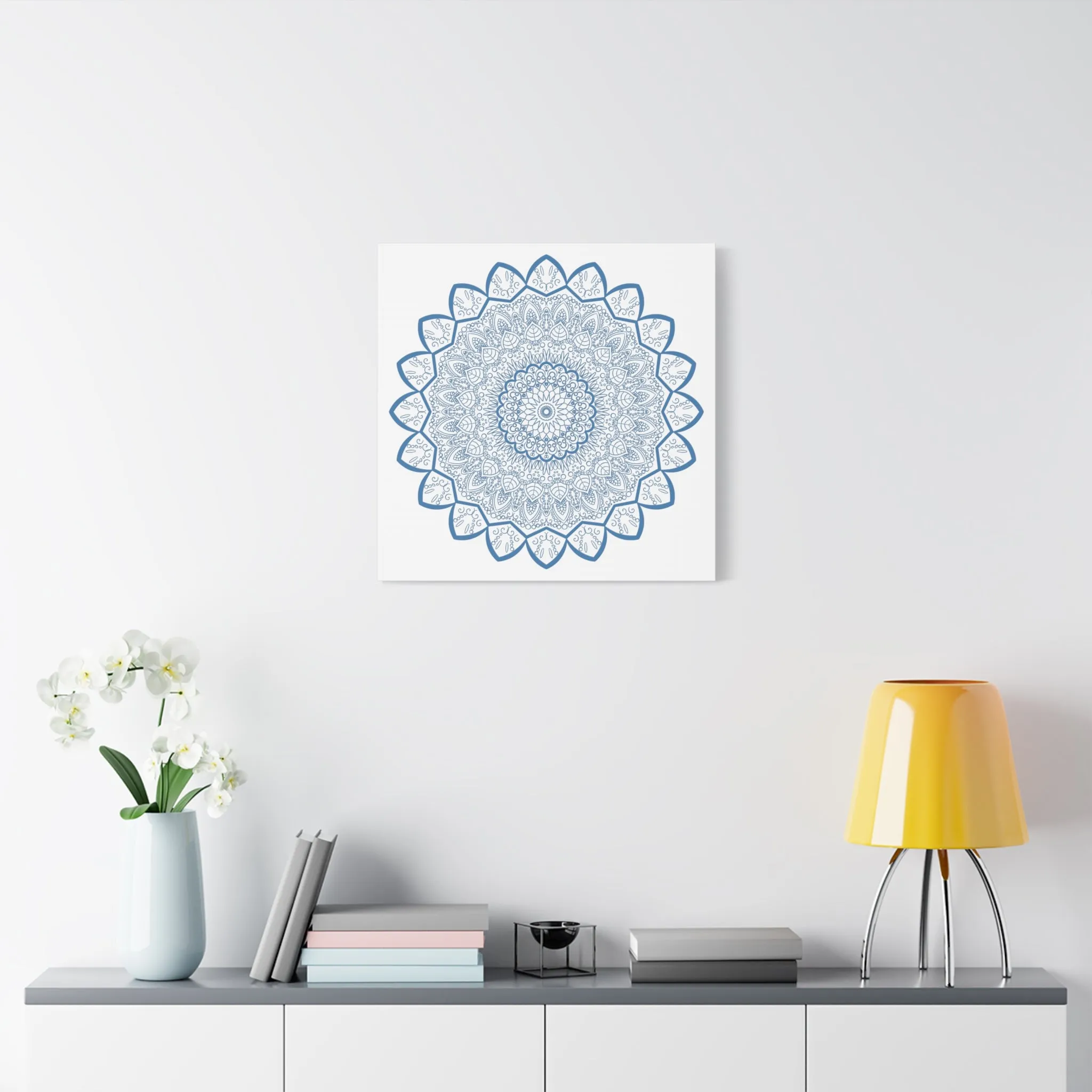 Handmade Mandala Art - Steel Blue - Matte Canvas - 1.25