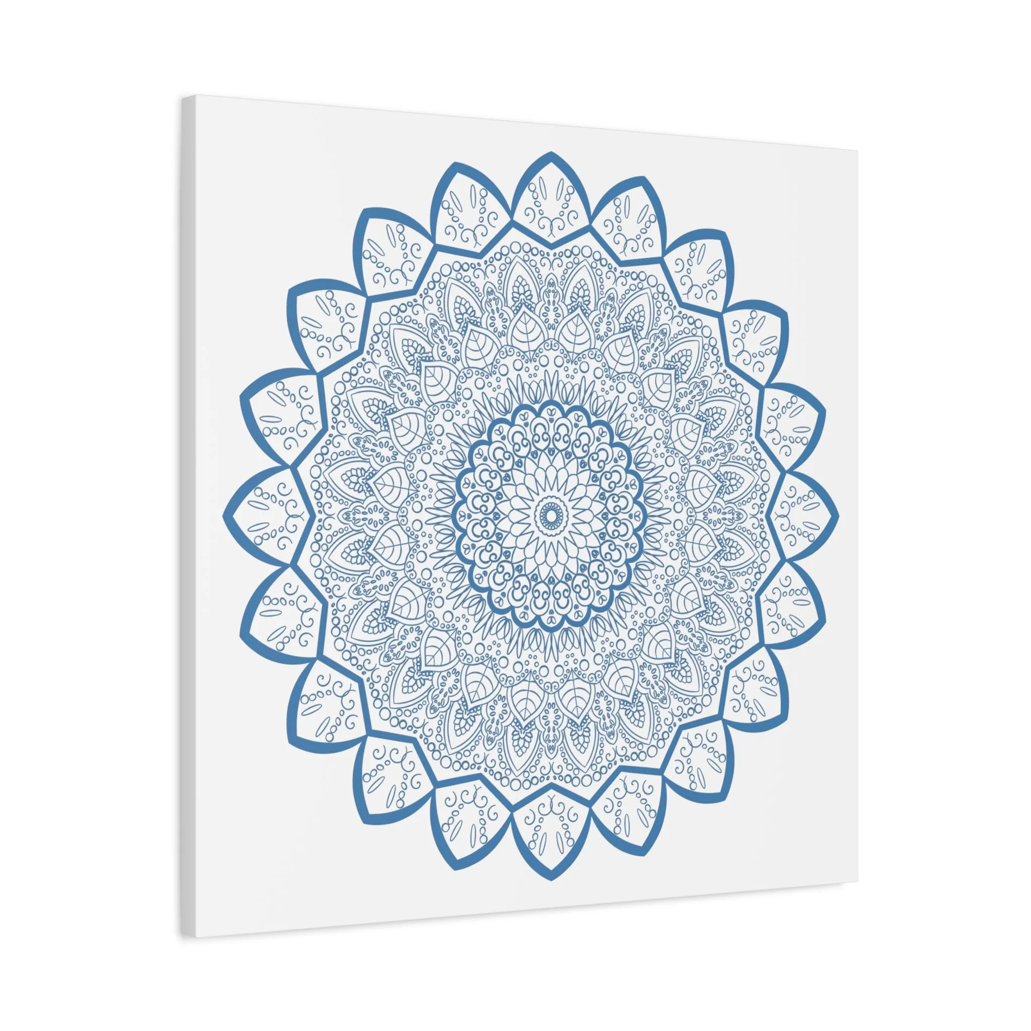 Handmade Mandala Art - Steel Blue - Matte Canvas - 1.25