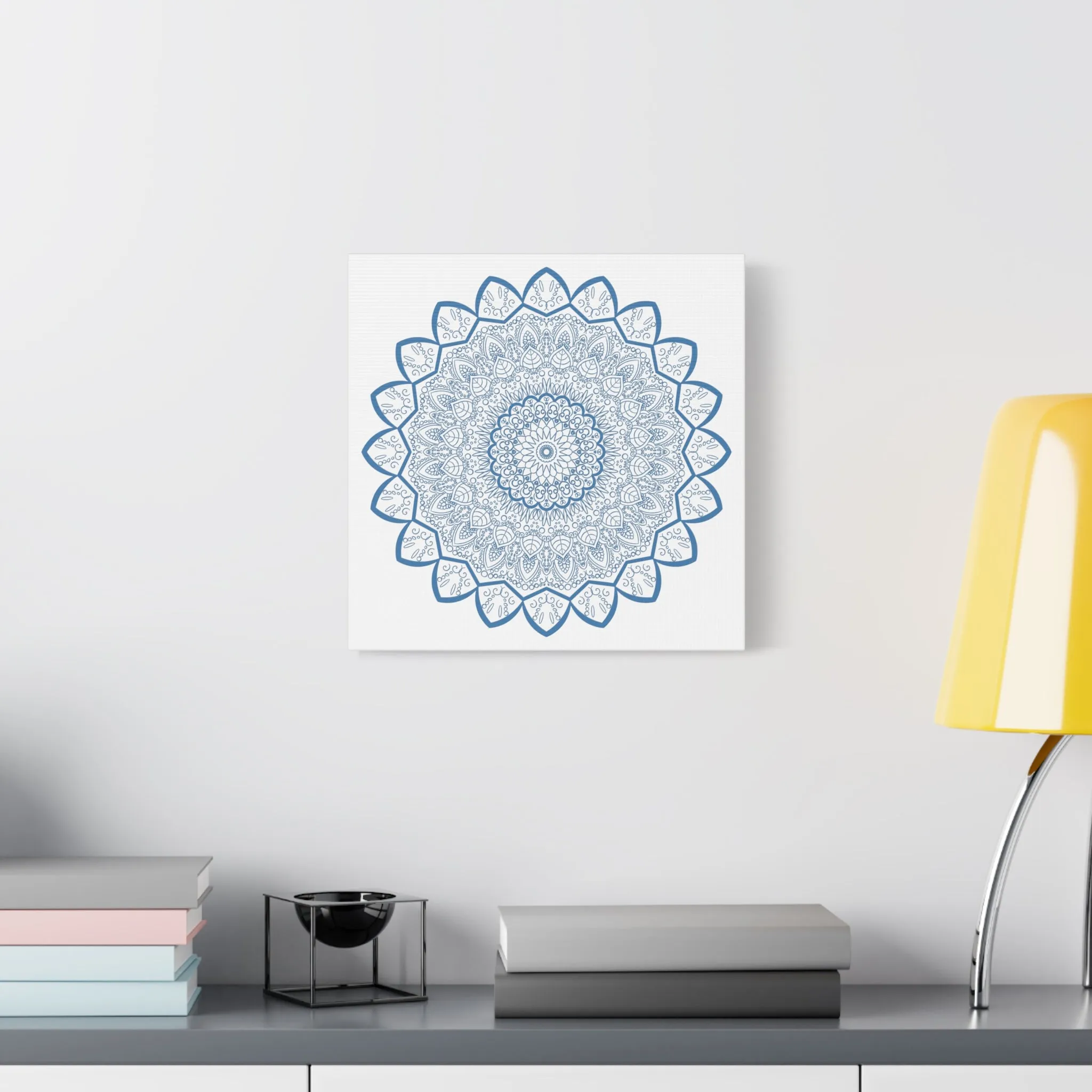 Handmade Mandala Art - Steel Blue - Matte Canvas - 1.25