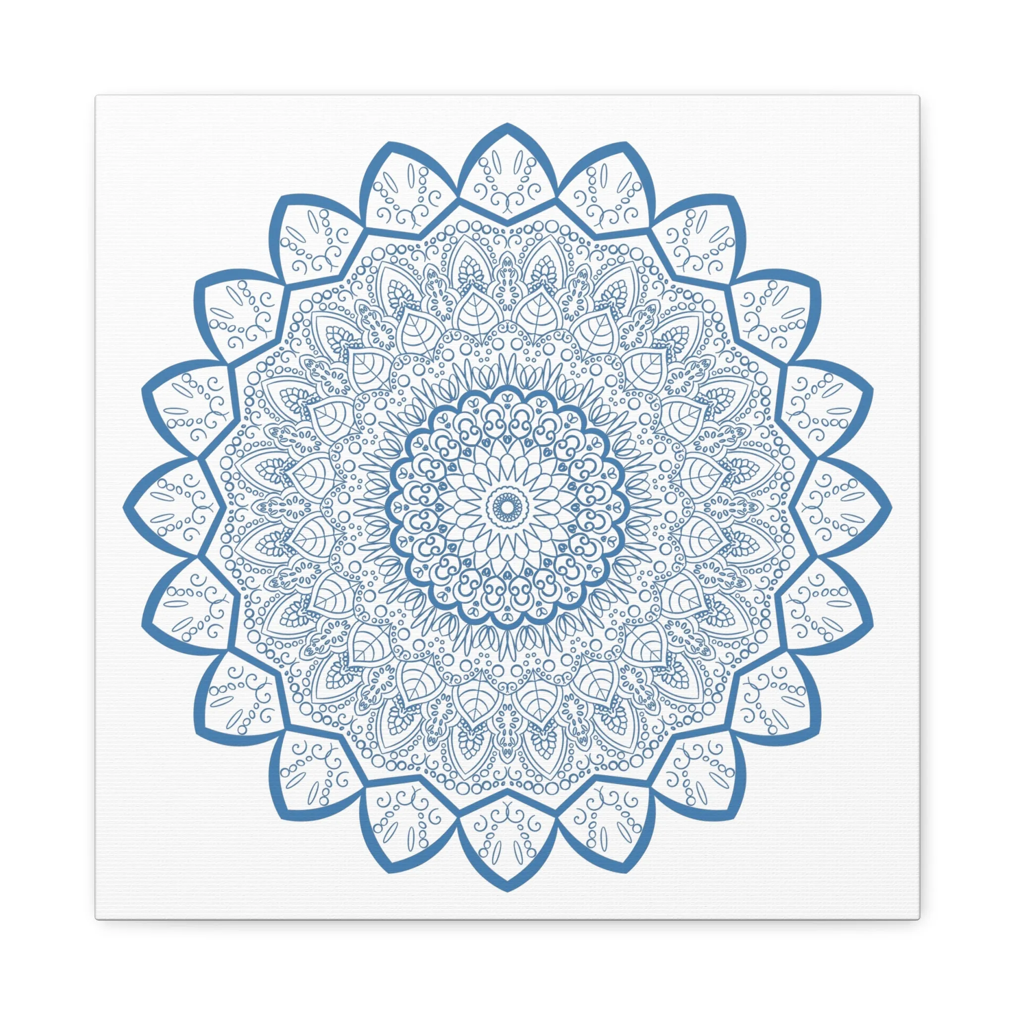 Handmade Mandala Art - Steel Blue - Matte Canvas - 1.25