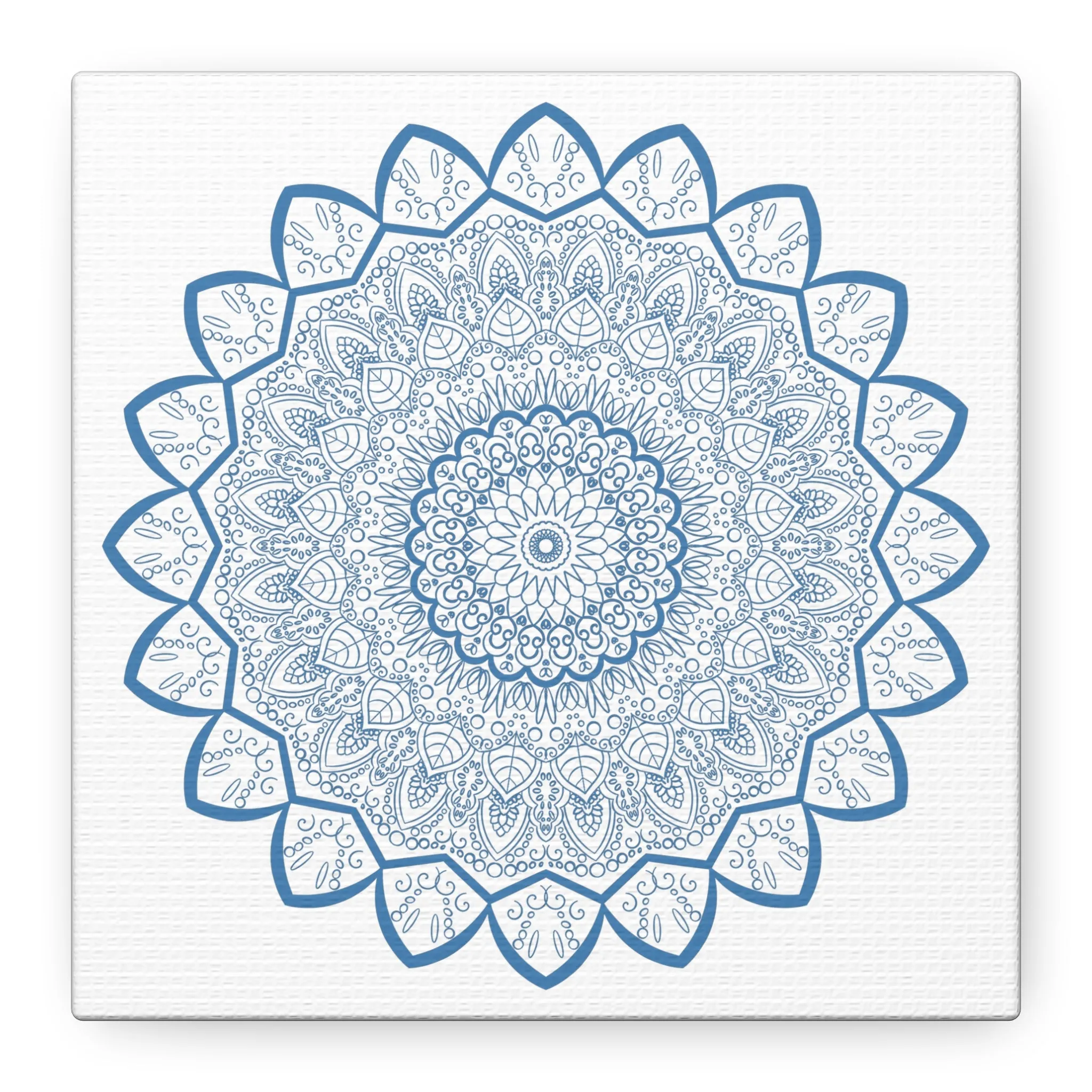 Handmade Mandala Art - Steel Blue - Matte Canvas - 1.25