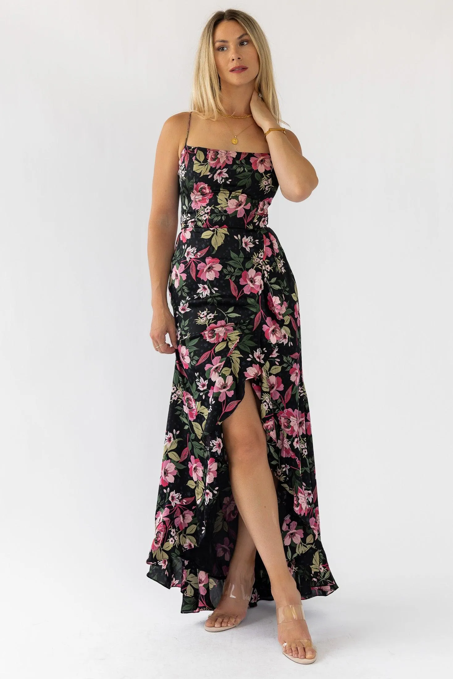 Hathaway Black Floral Maxi Dress