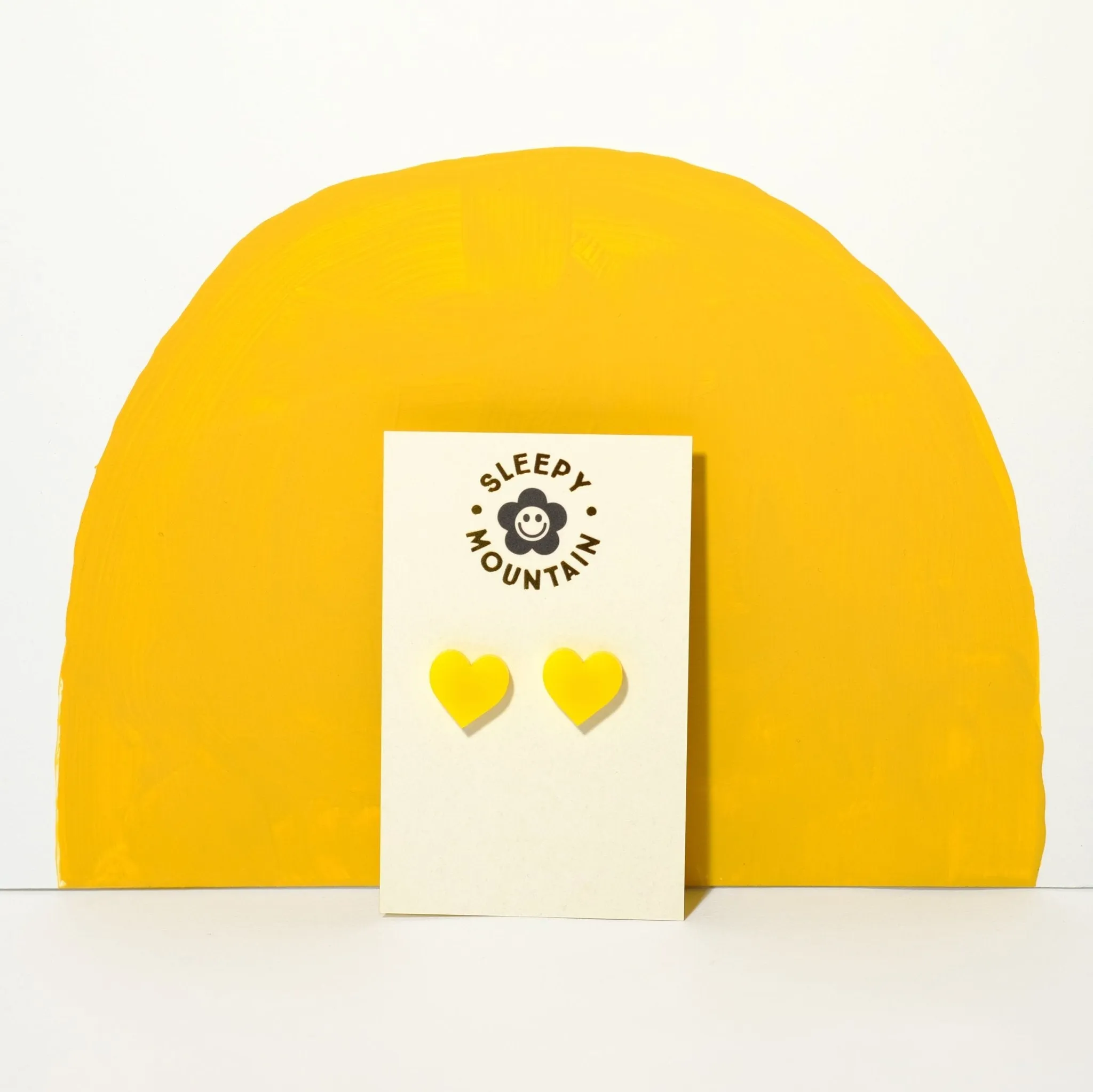 Heart stud earrings in sunshine yellow