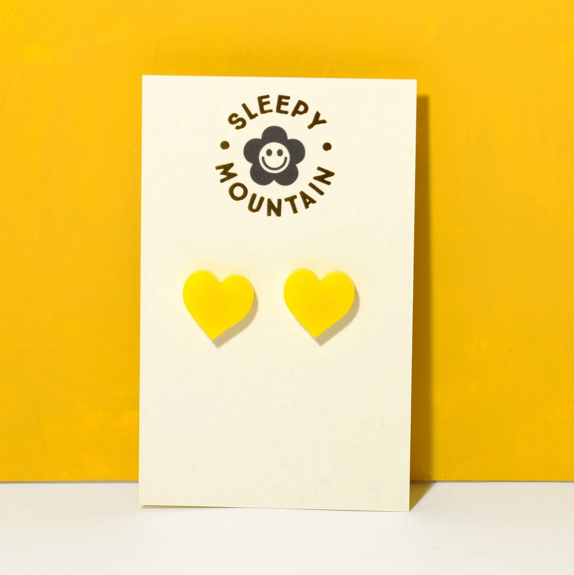 Heart stud earrings in sunshine yellow