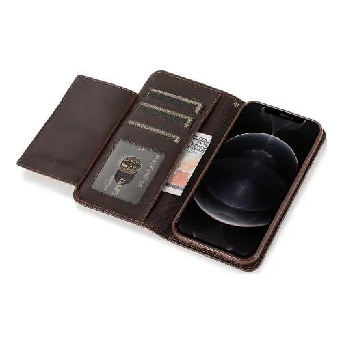 Indy Series Brown Leather Wallet Case - iPhone 12 and iPhone 12 Pro