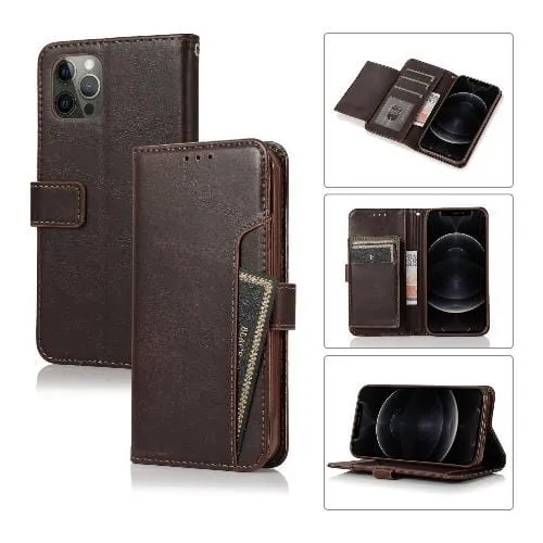 Indy Series Brown Leather Wallet Case - iPhone 12 and iPhone 12 Pro