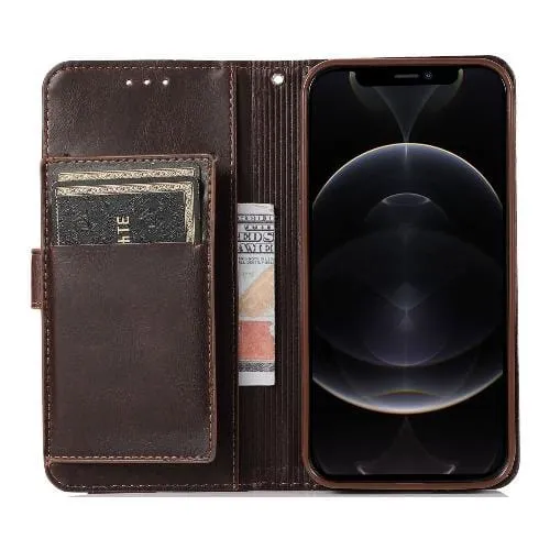 Indy Series Brown Leather Wallet Case - iPhone 12 and iPhone 12 Pro