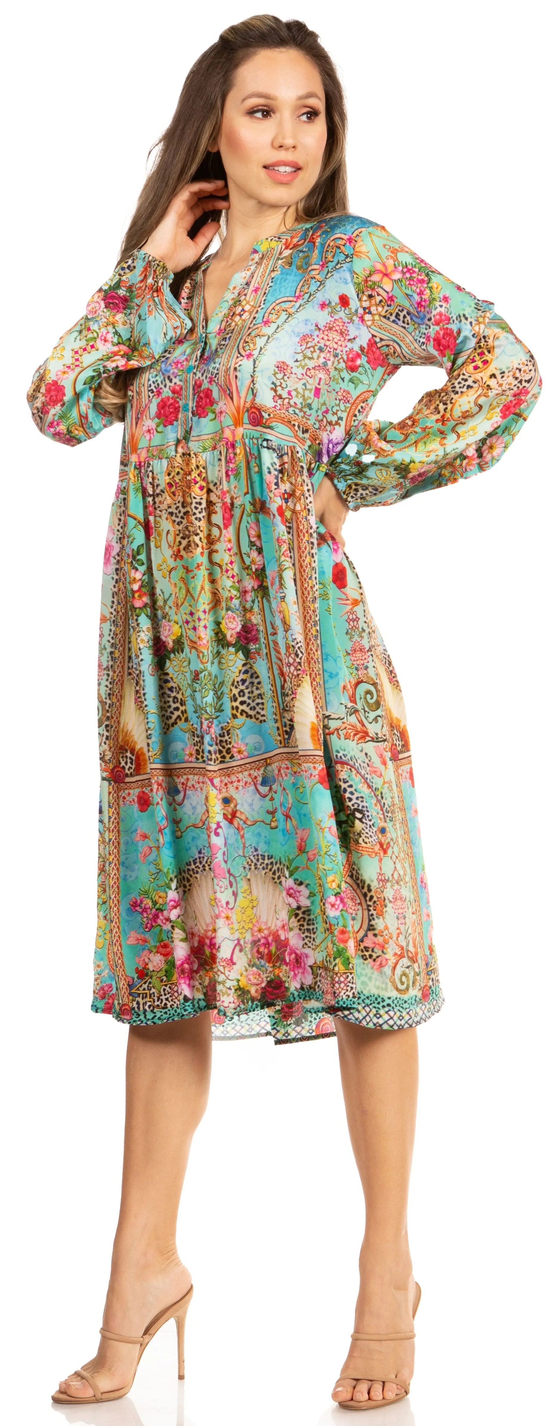 Look Chic in Sakkas Jules Women's Long Sleeve Floral Midi Dress