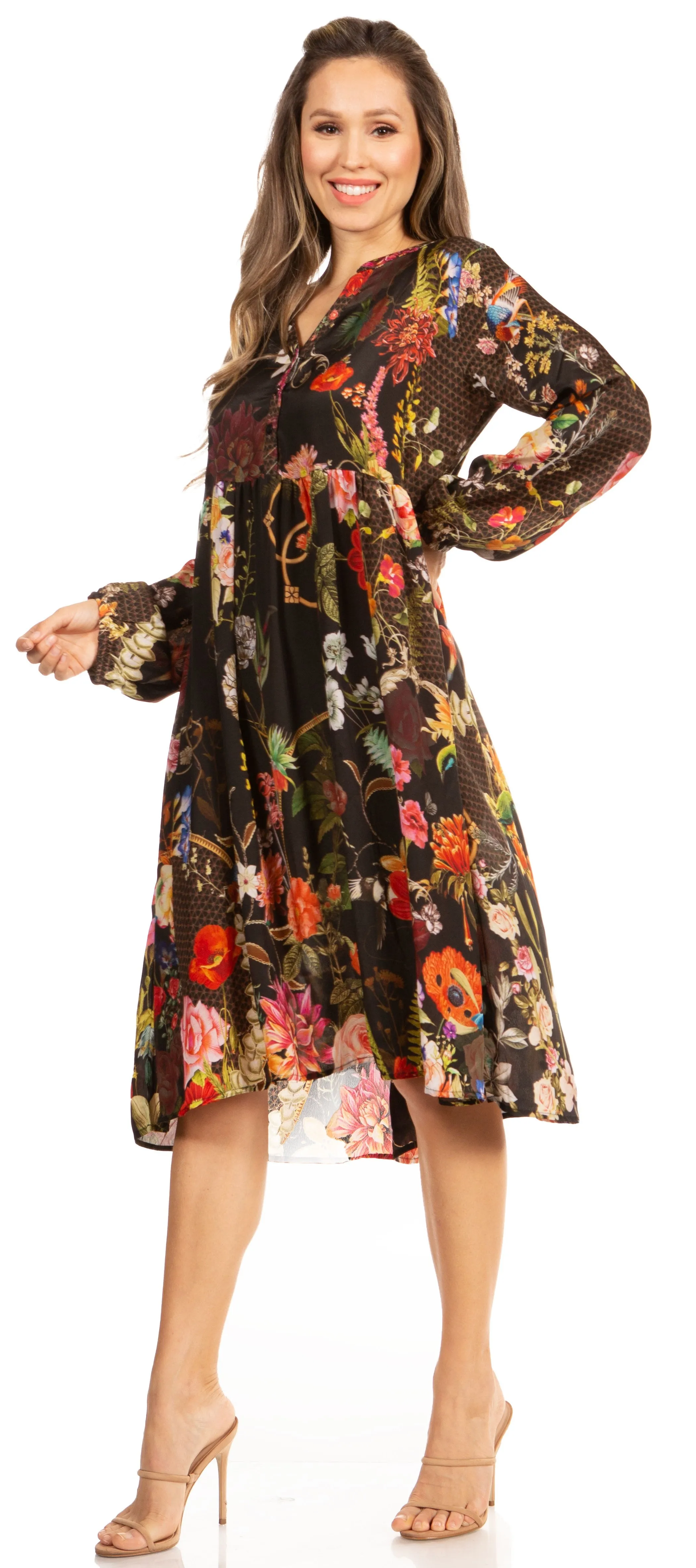 Look Chic in Sakkas Jules Women's Long Sleeve Floral Midi Dress