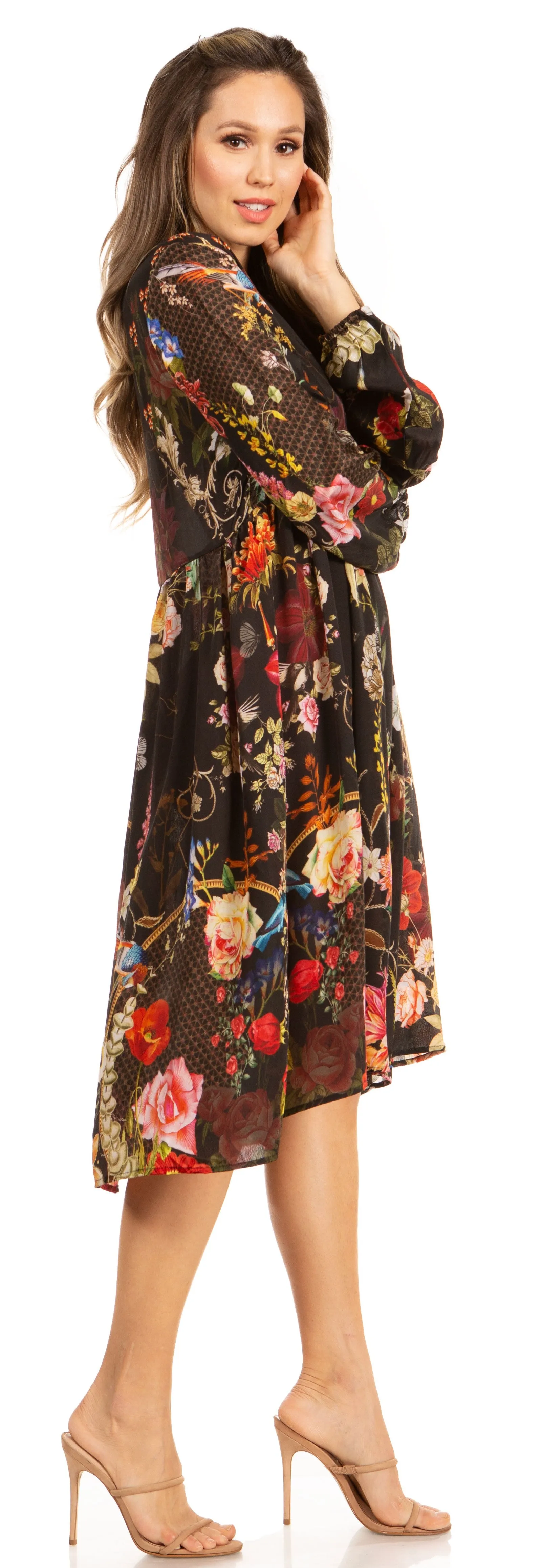 Look Chic in Sakkas Jules Women's Long Sleeve Floral Midi Dress