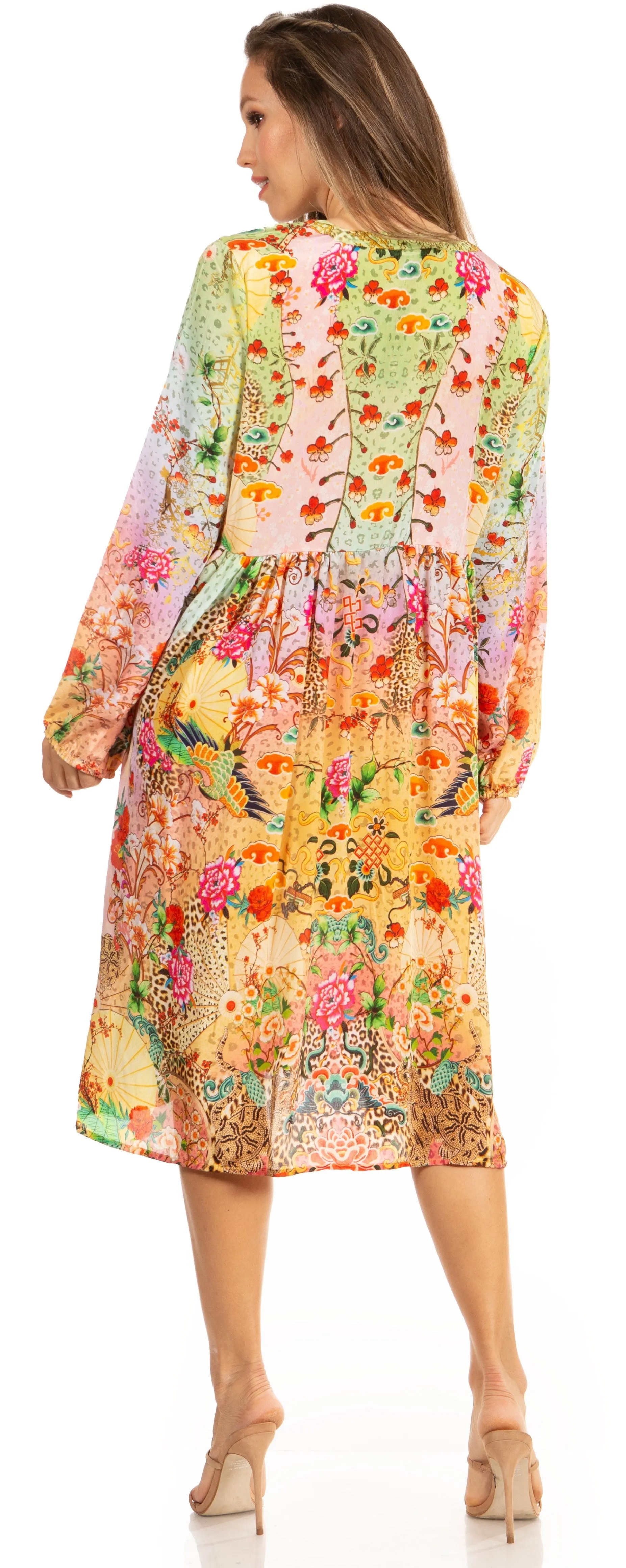 Look Chic in Sakkas Jules Women's Long Sleeve Floral Midi Dress