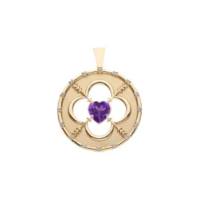 LOVE 14k Amethyst Quatrefoil Coin Pendant