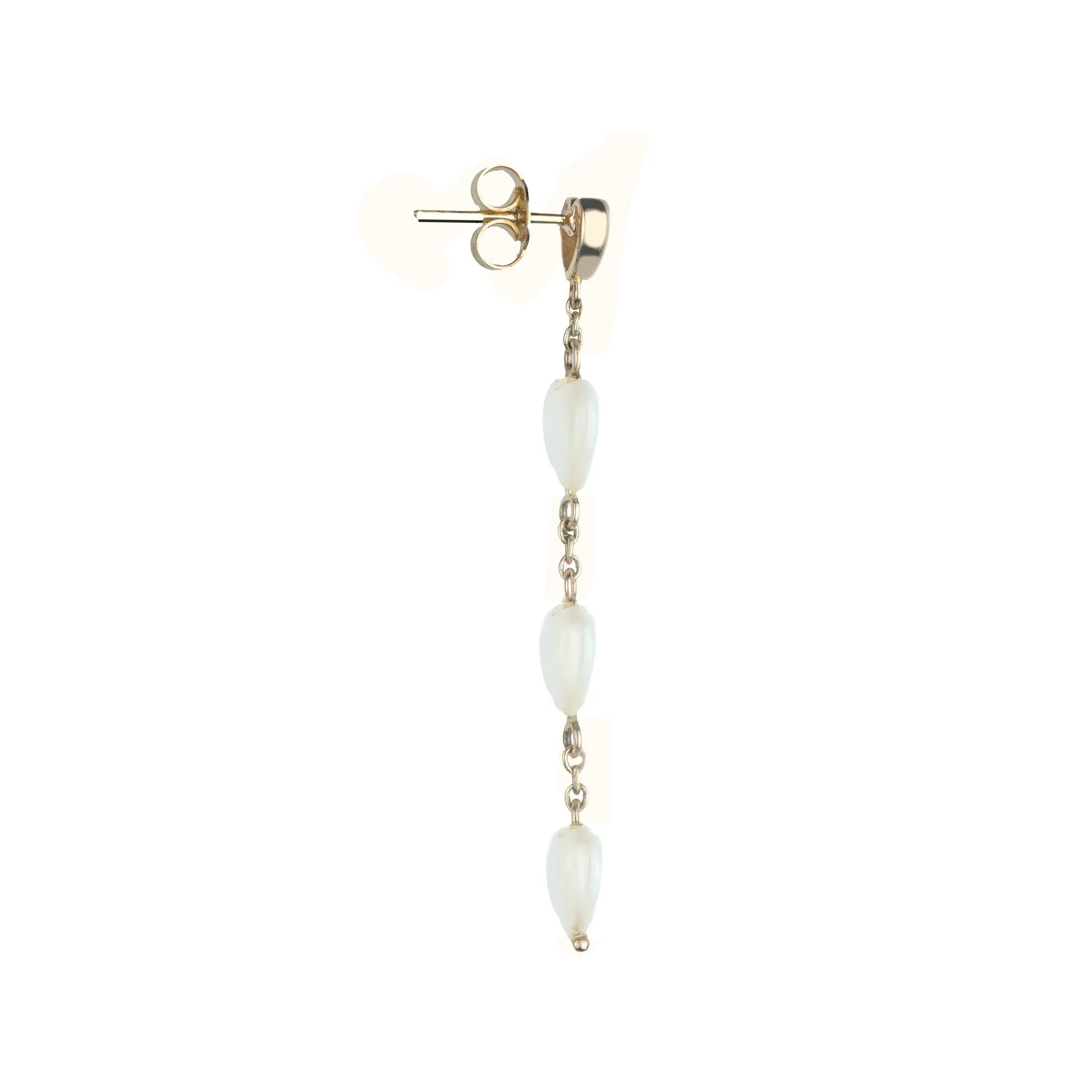 LOVE Carved Mother of Pearl and Gold Heart Earrings