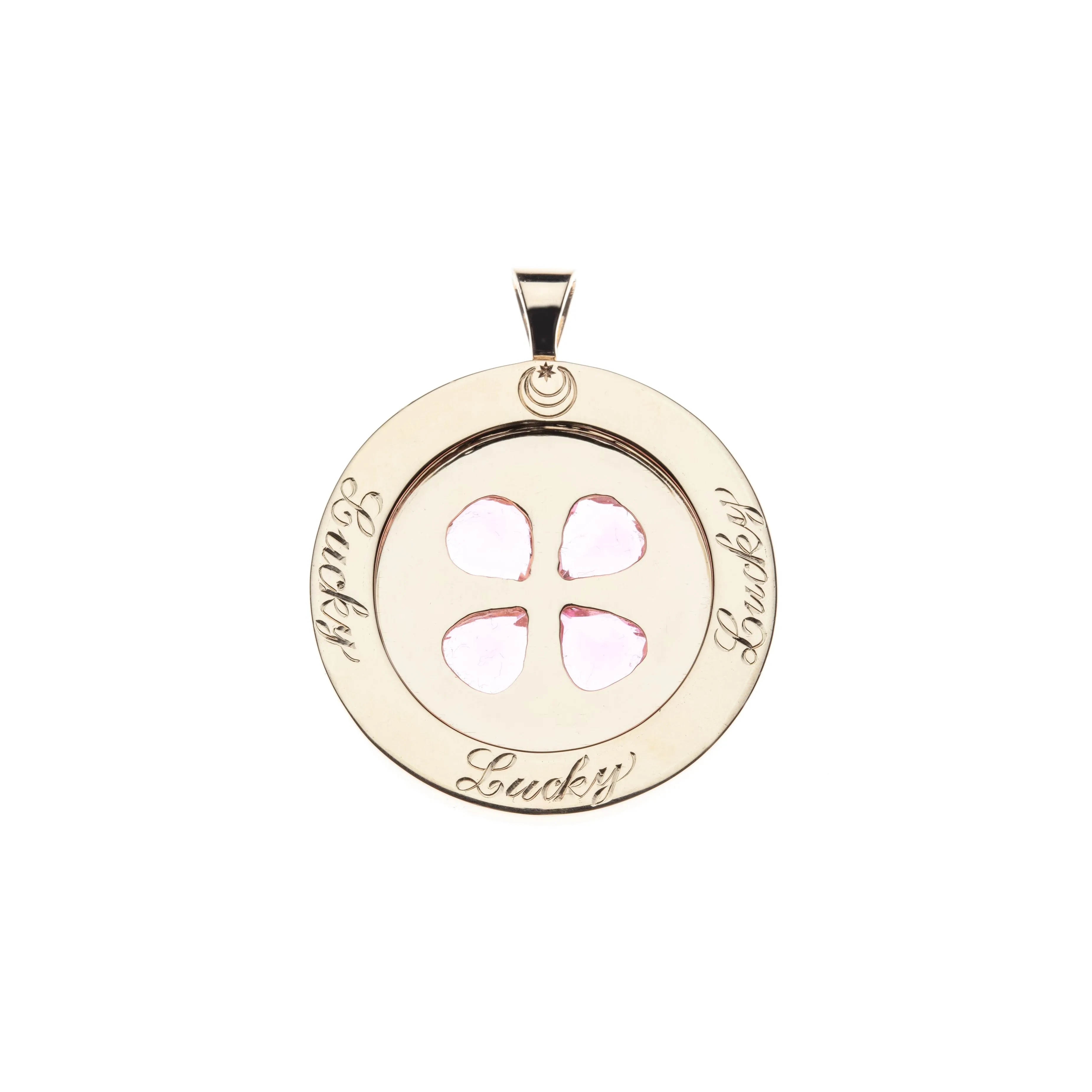 LUCKY 14k Pink Tourmaline Coin Pendant