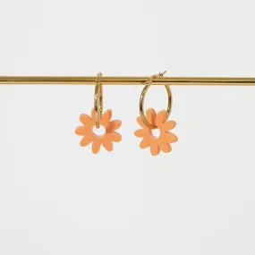 Marguerite Daisy Hoop Earrings in Tangerine