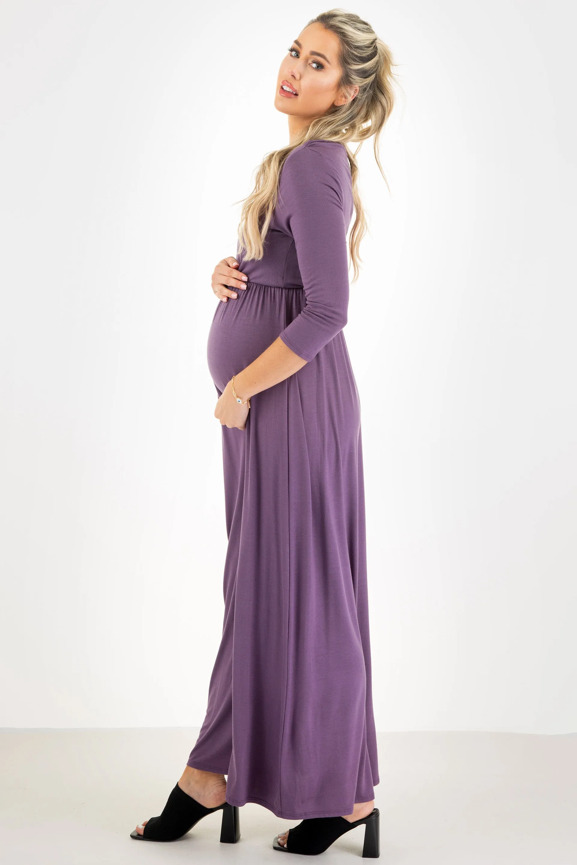 Maternity and Nursing Surplice Faux Wrap Dress