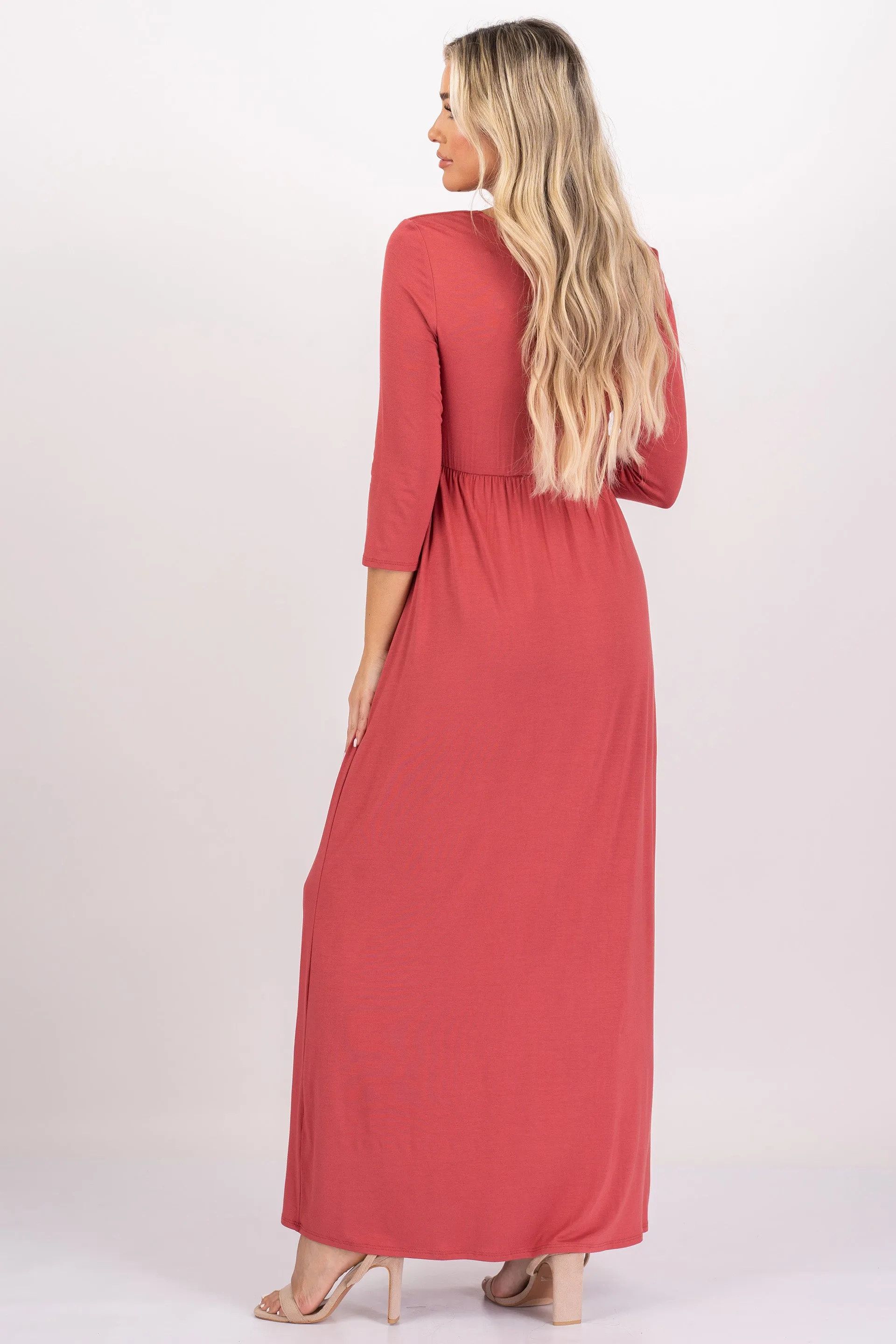 Maternity and Nursing Surplice Faux Wrap Dress