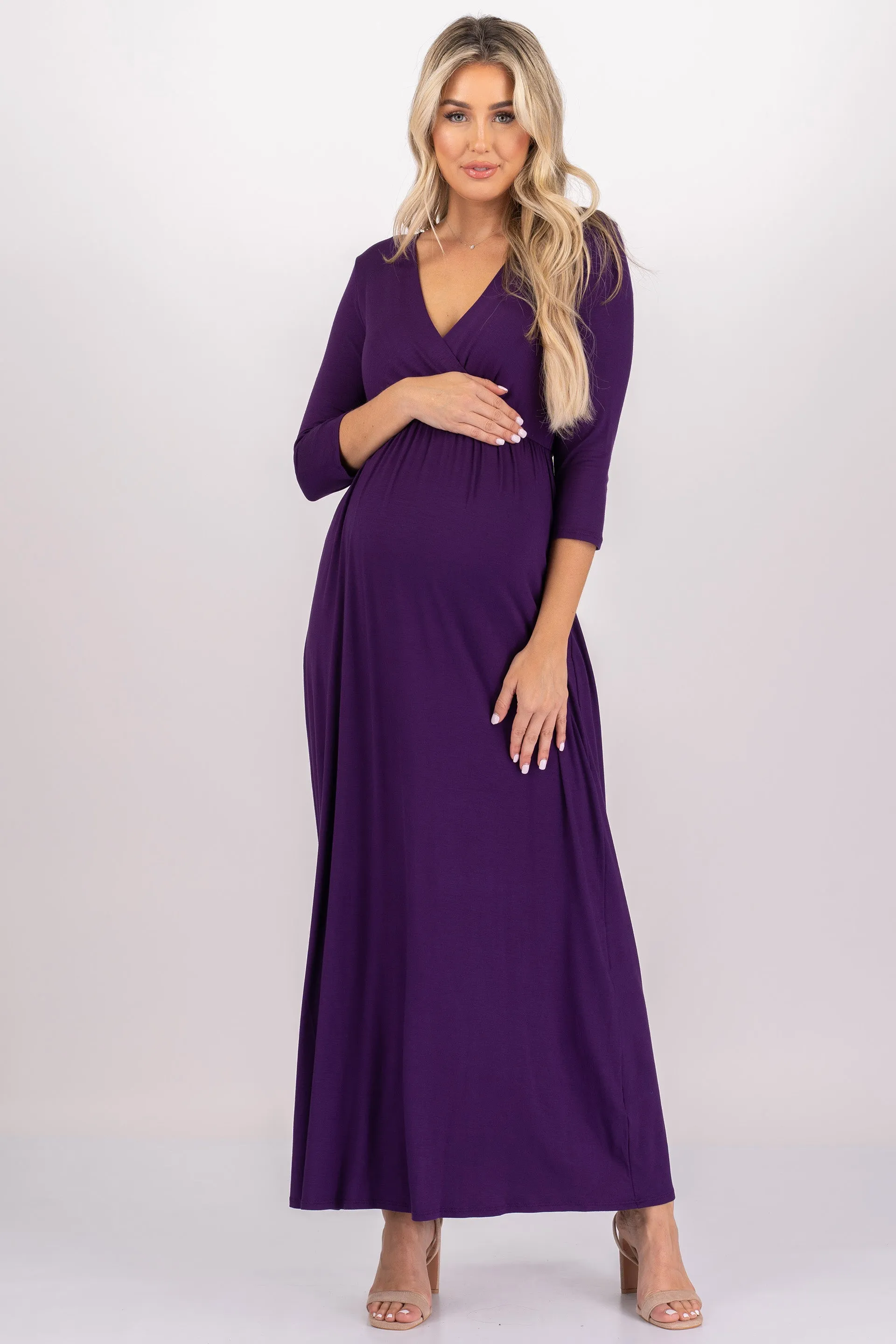 Maternity and Nursing Surplice Faux Wrap Dress