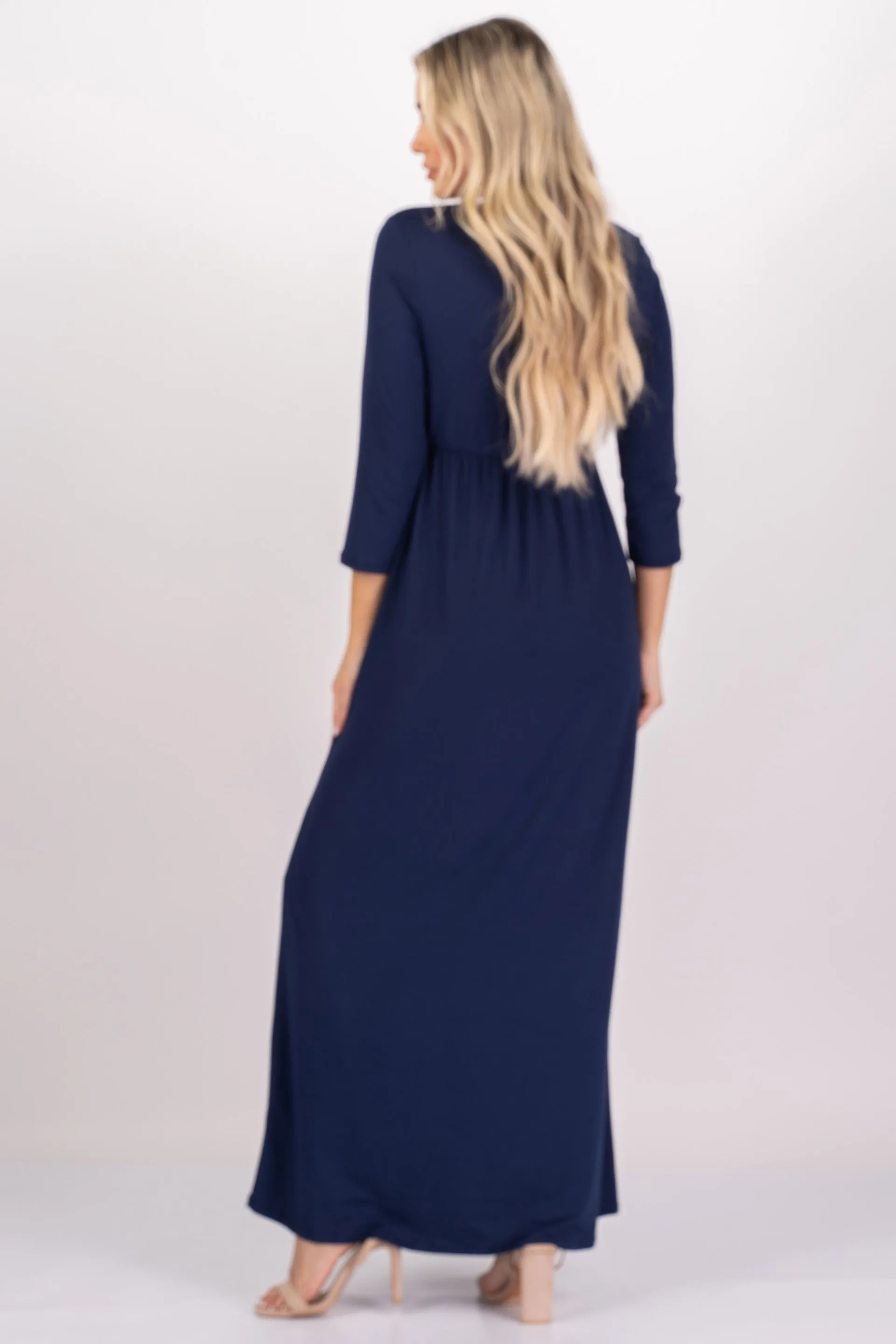 Maternity and Nursing Surplice Faux Wrap Dress