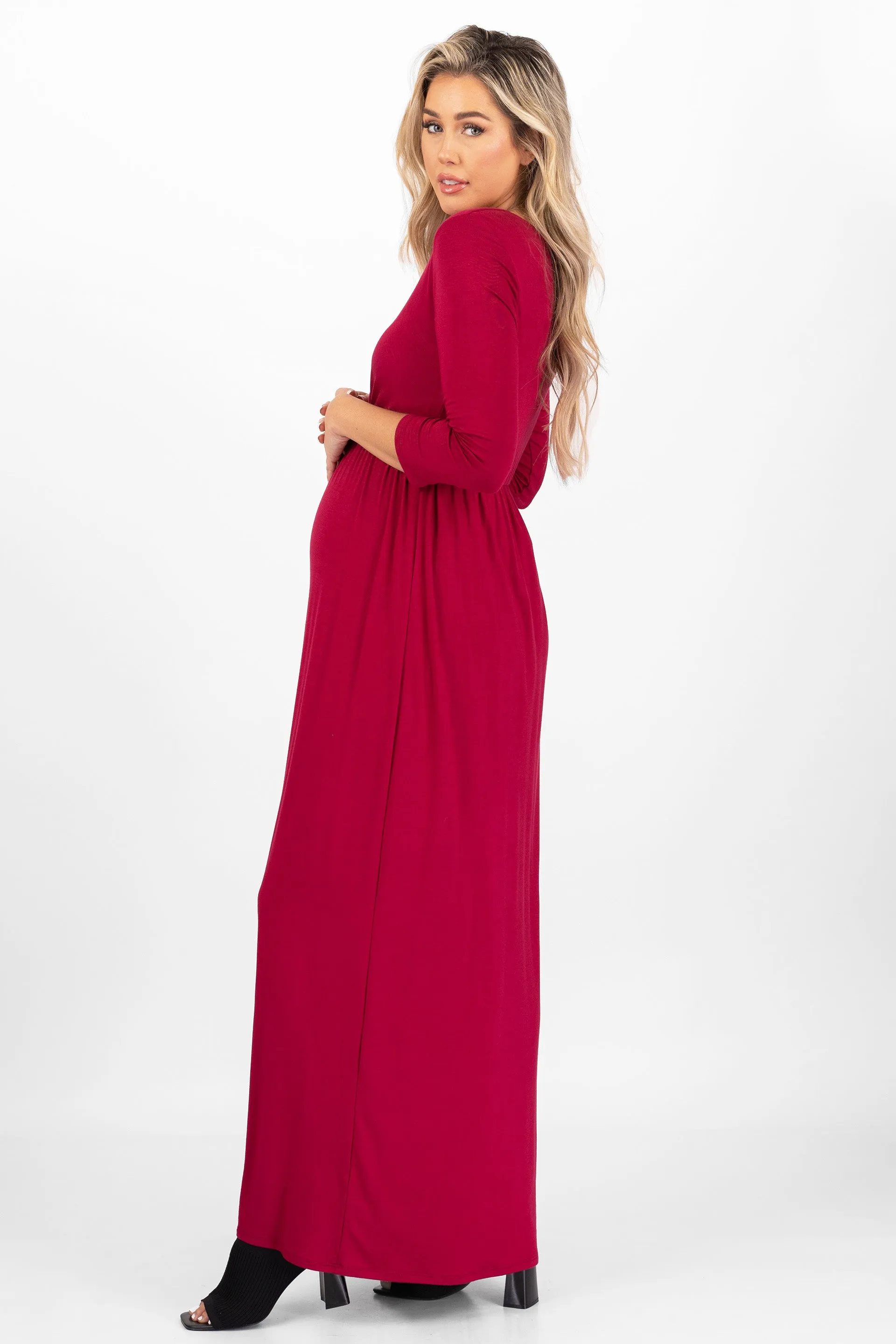 Maternity and Nursing Surplice Faux Wrap Dress