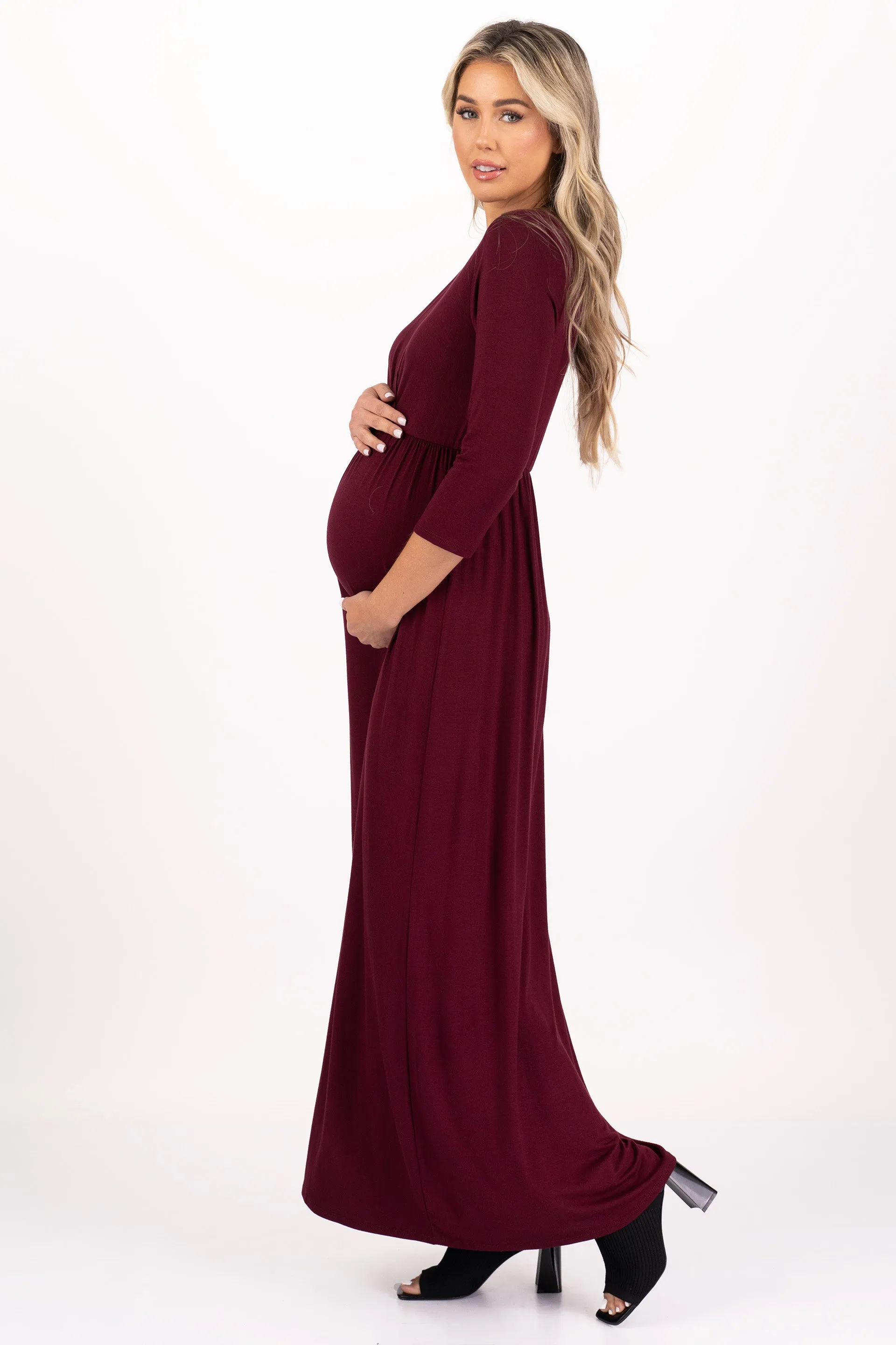 Maternity and Nursing Surplice Faux Wrap Dress